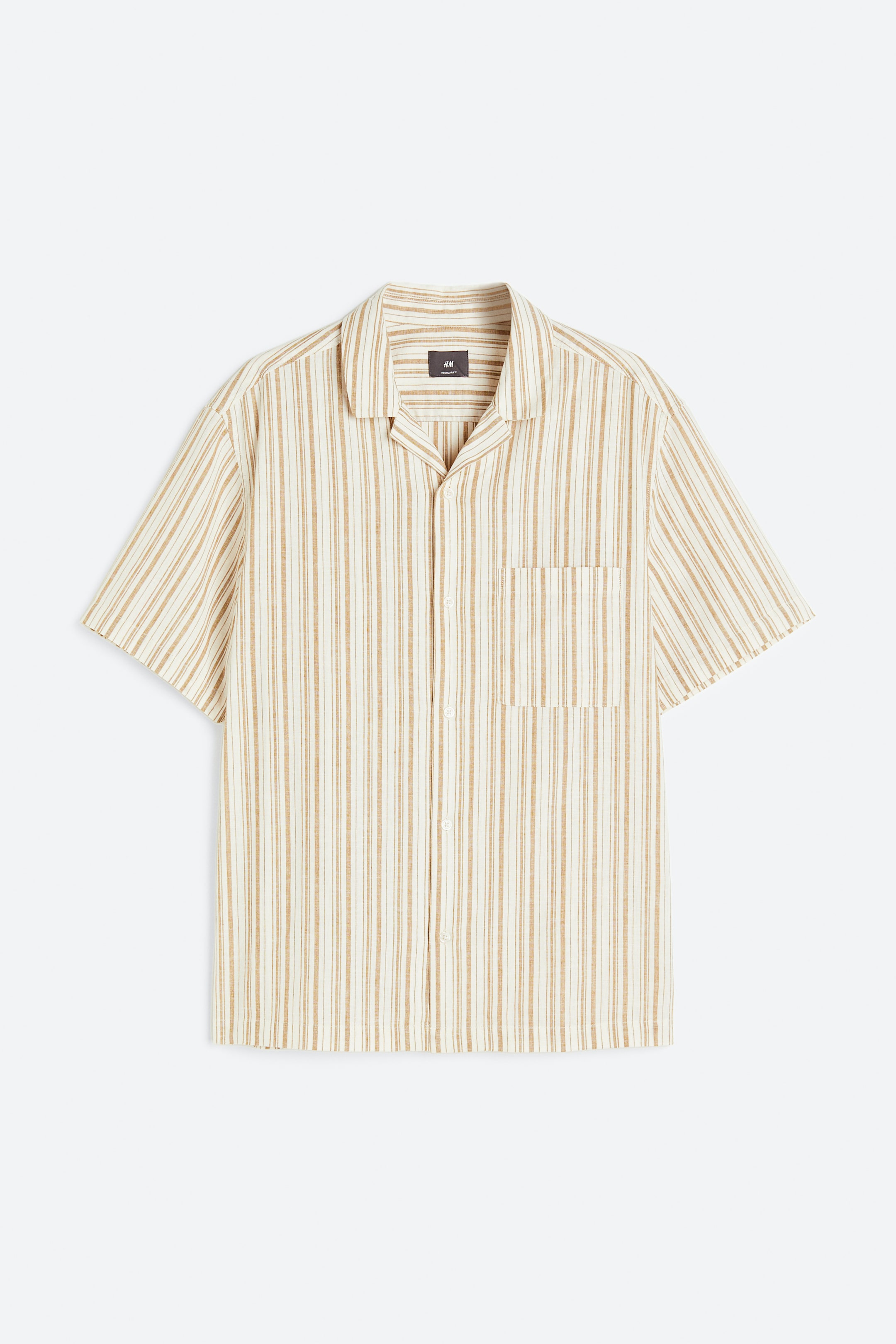 View larger image: Regular Fit Linen-blend Shirt - White/beige striped - Men | H&M CA 1