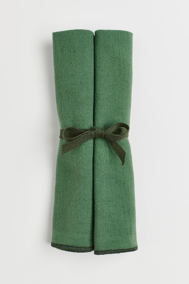2-pack Linen-blend napkins - Green - 1