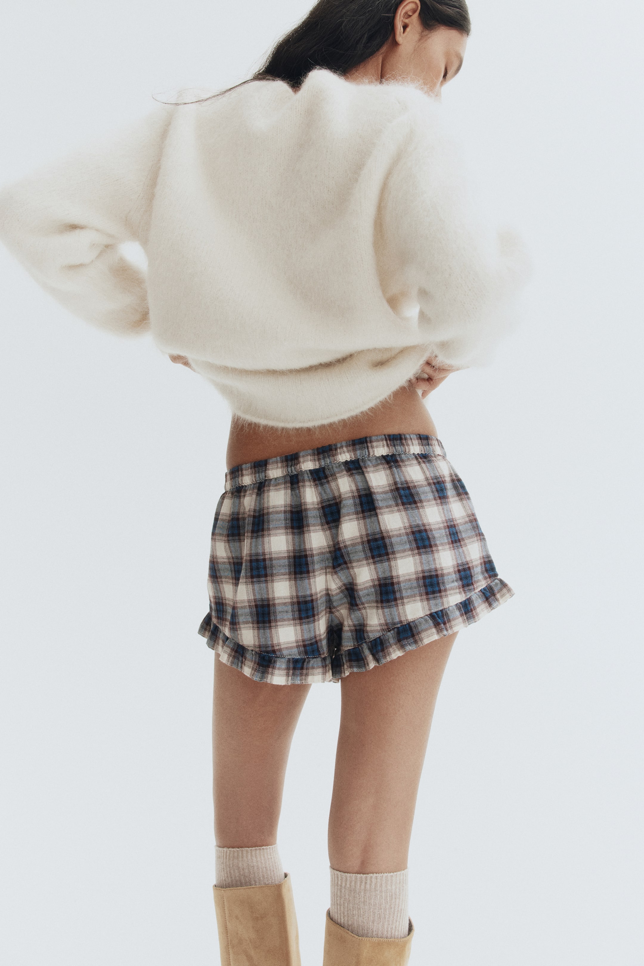 Visualizza immagine più grande: Shorts in twill di cotone - Blu/quadri - DONNA | H&M IT 4