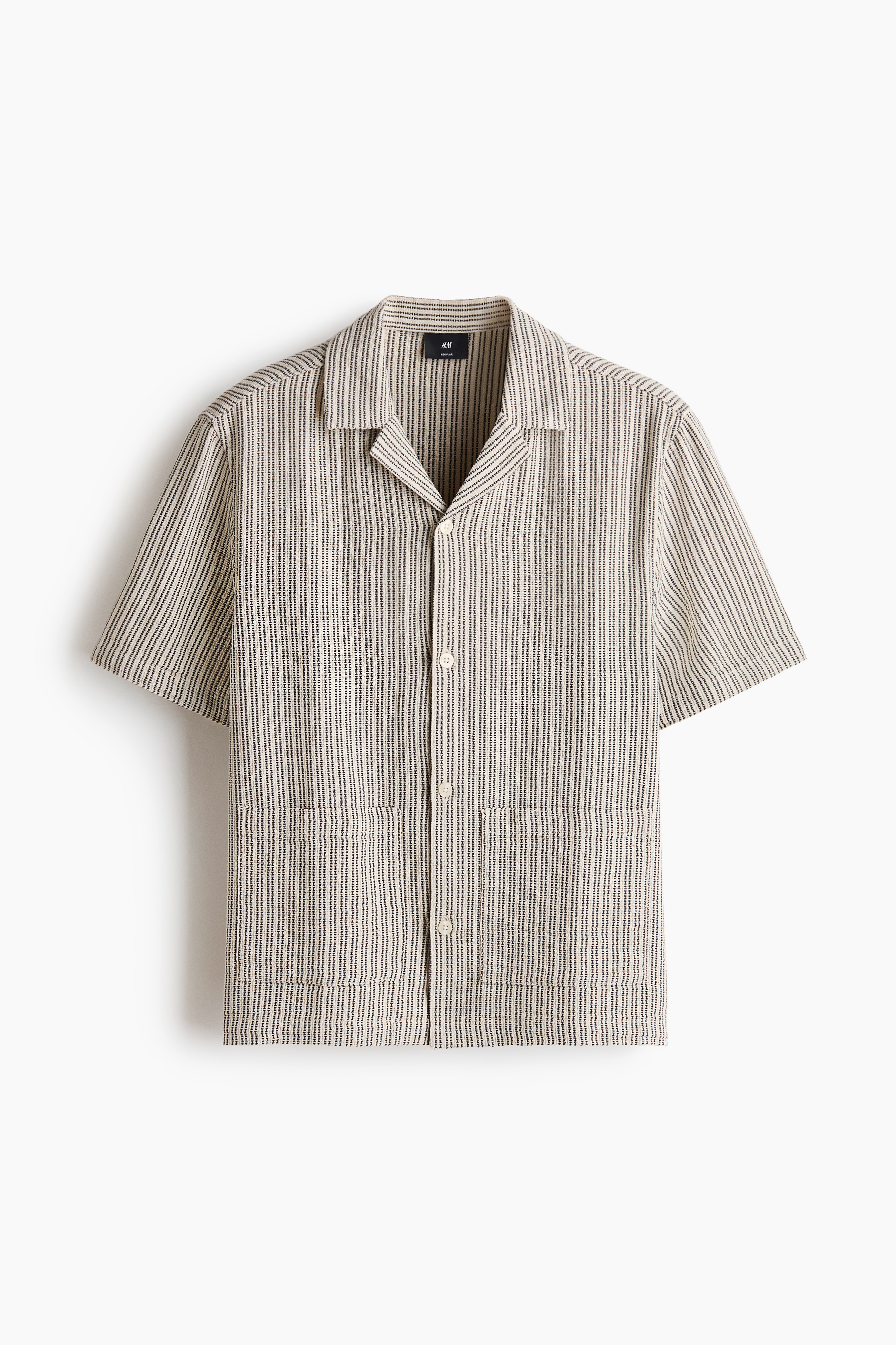 Regular Fit Resort shirt - Cream/Striped/Cream/Dark khaki green