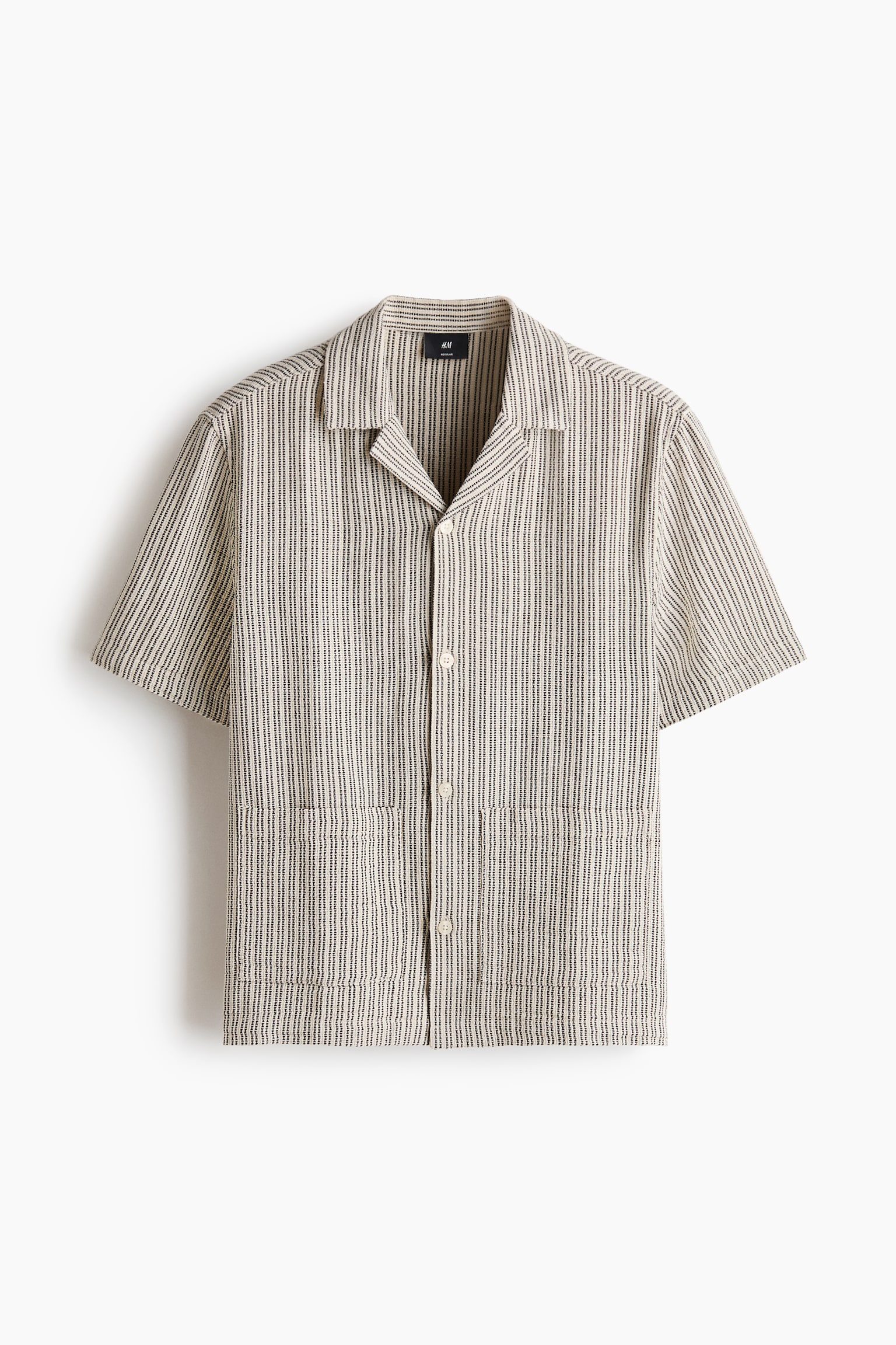 Košile s rozhalenkou Regular Fit - Krémová/proužky/Tmavě zelená khaki/Krémová - 1