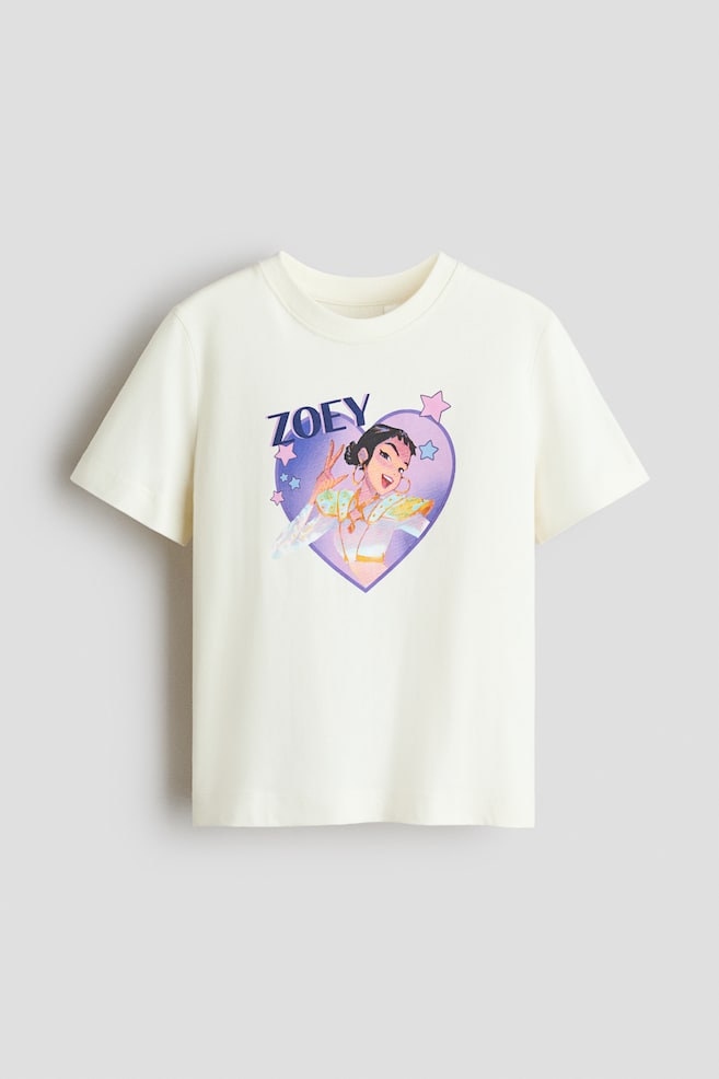 Cotton T-Shirt with Printed Motif - White/KPop Demon Hunters/Dark gray/KPop Demon Hunters/White/Zootopia/Purple/K-Pop Demon Hunters/Pink/Moana/White/KPop Demon Hunters/Pink/Lilo & Stitch/Light pink/Lilo & Stitch/Light turquoise/Aristocats/Pink/Hello Kitty/Yellow/Miffy - 1