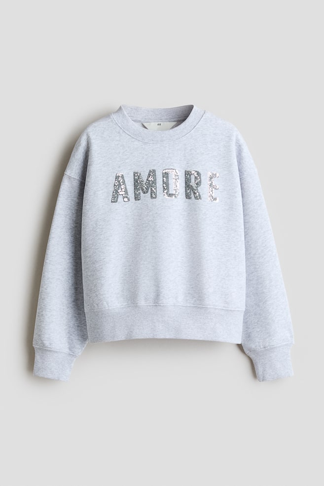 İçi Tüylü Sweatshirt - Açık gri kırçıllı/Amore/Fildişi/Fiyonklar/Toz pembe/Fiyonk - 1