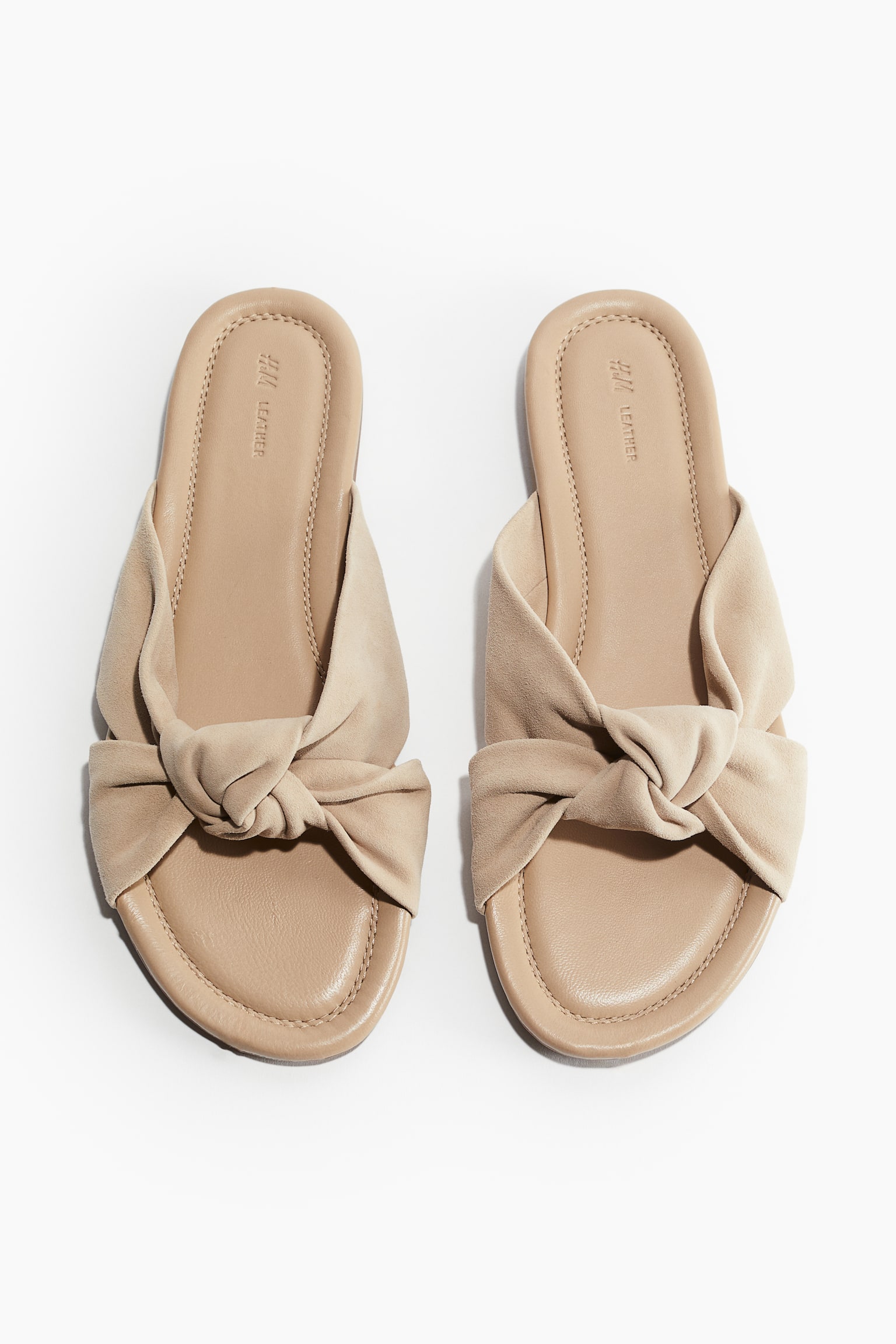 Knot-detail leather sandals - Beige/Black - 1