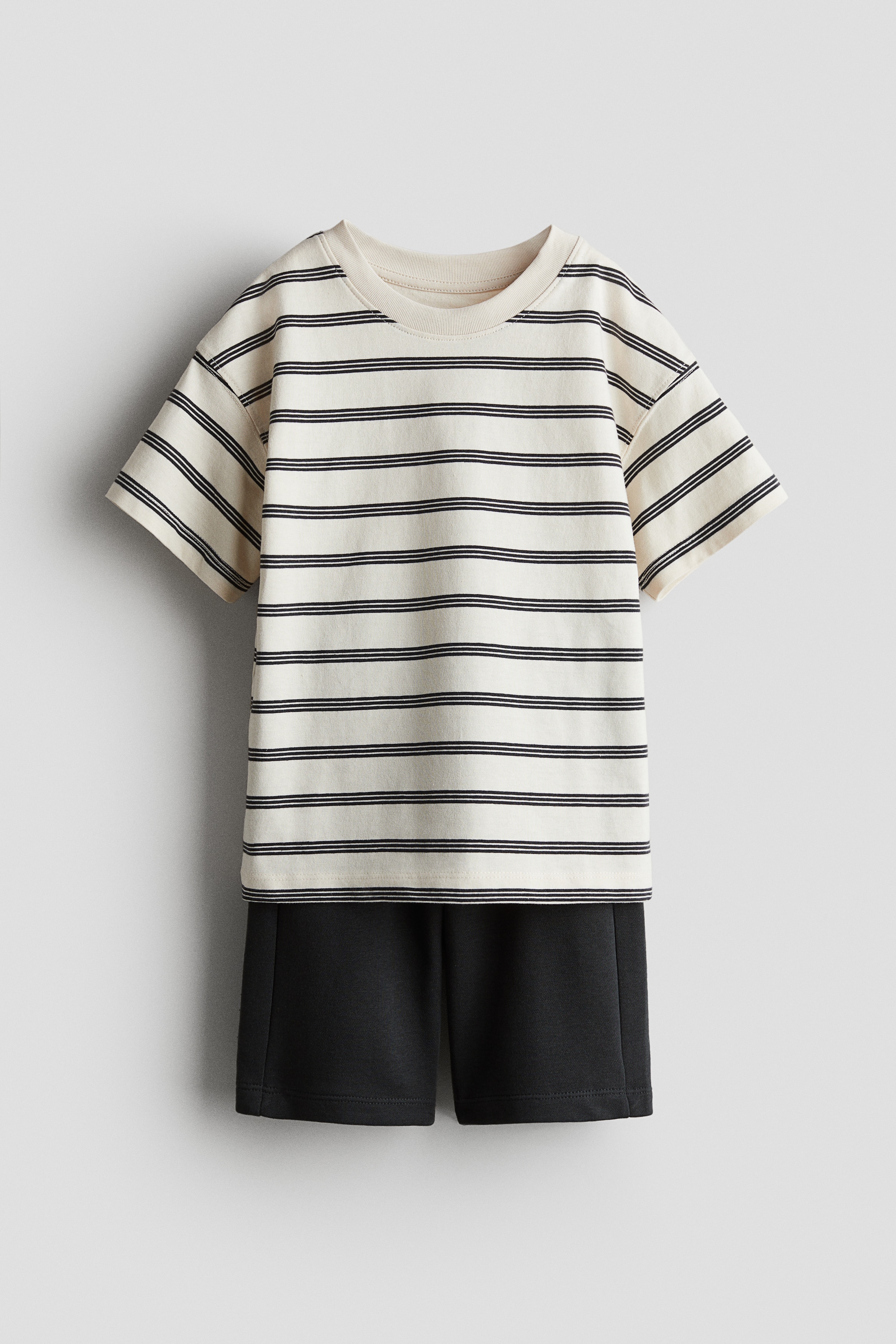 Kaksiosainen setti - Tummanharmaa/Raidallinen/Beige/Raidallinen