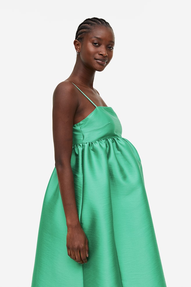 MAMA Kleid mit ausgestelltem Rock - Grün/Cremefarben - 3