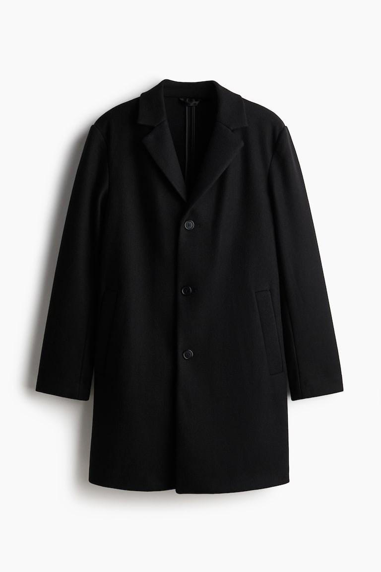 スリムフィット ウールブレンドコート - ブラック - Men | H&M JP