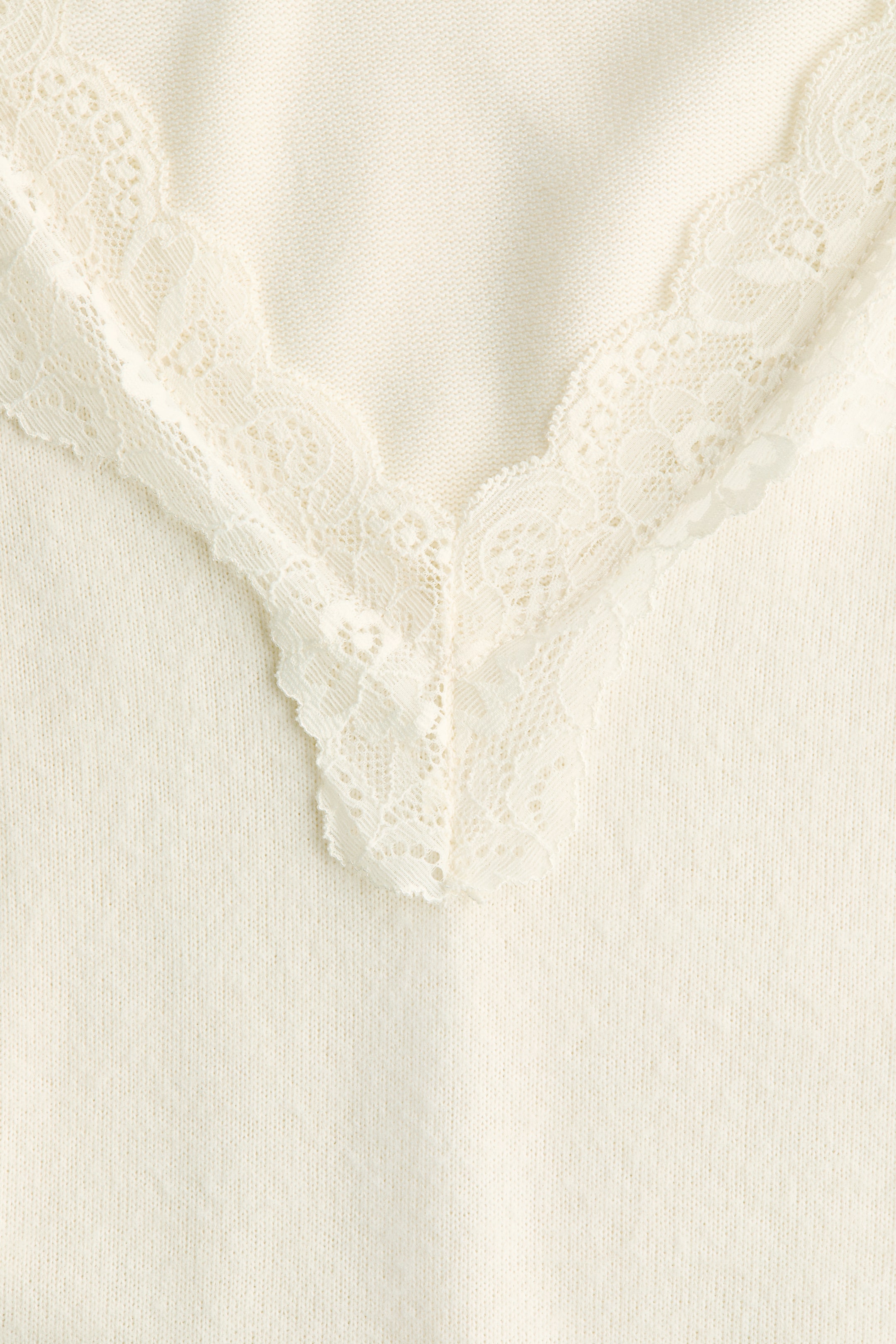 Zobacz większy obraz: Dzianinowy top z koronką - White - ONA | H&M PL 2