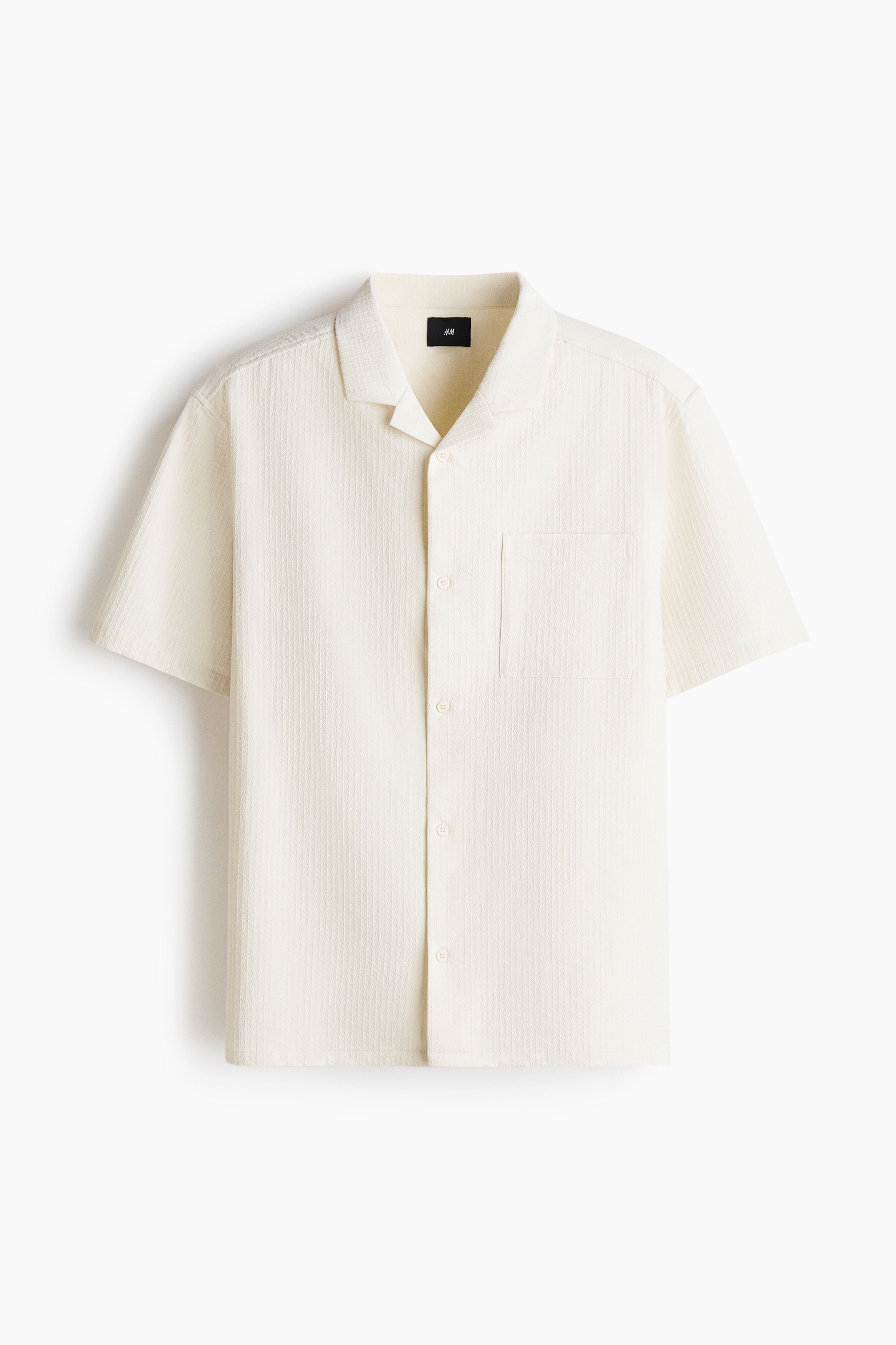 Loose Fit Textured resort shirt - White/Navy blue/Green