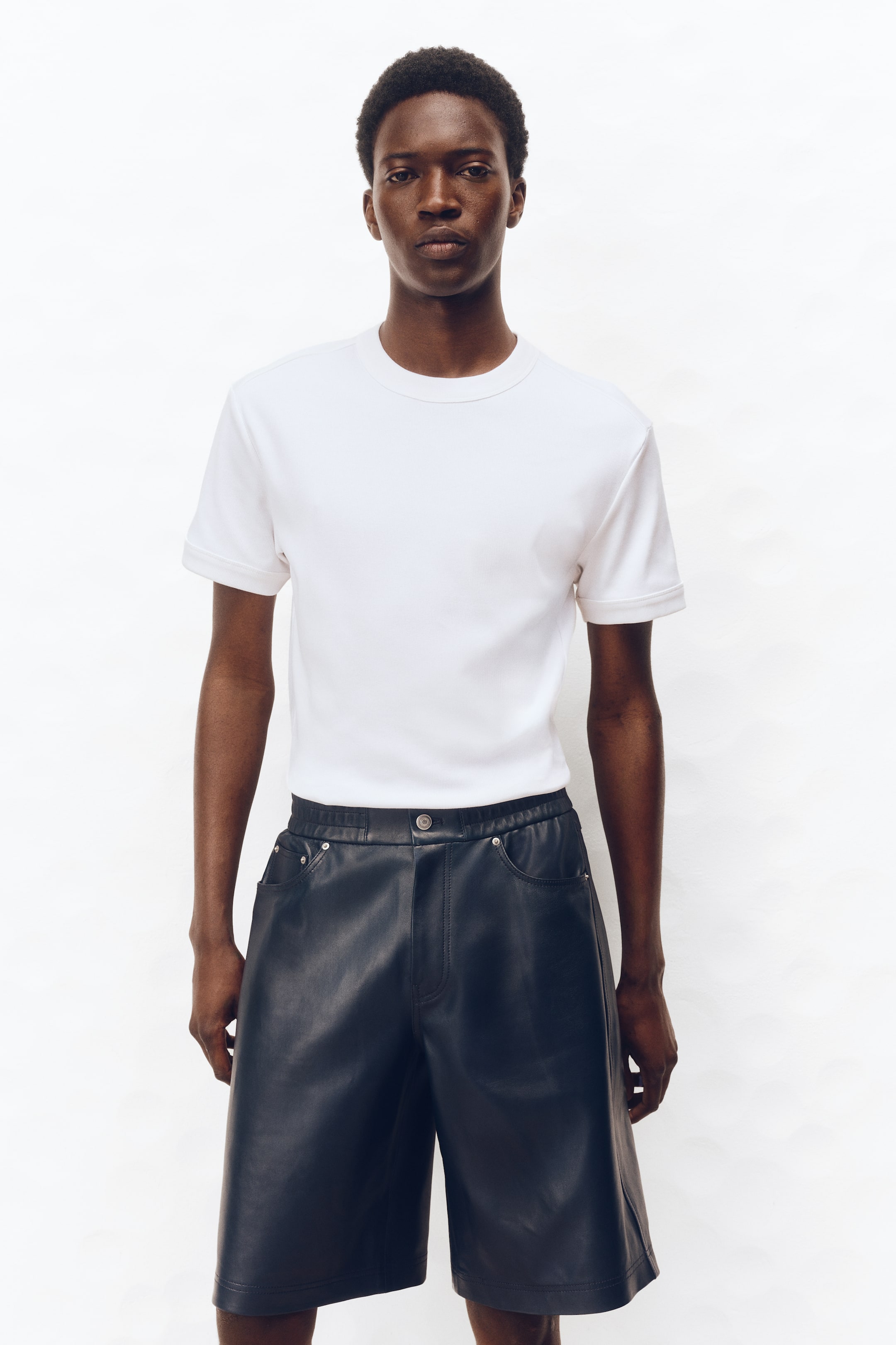 Ribbed Cotton T-Shirt