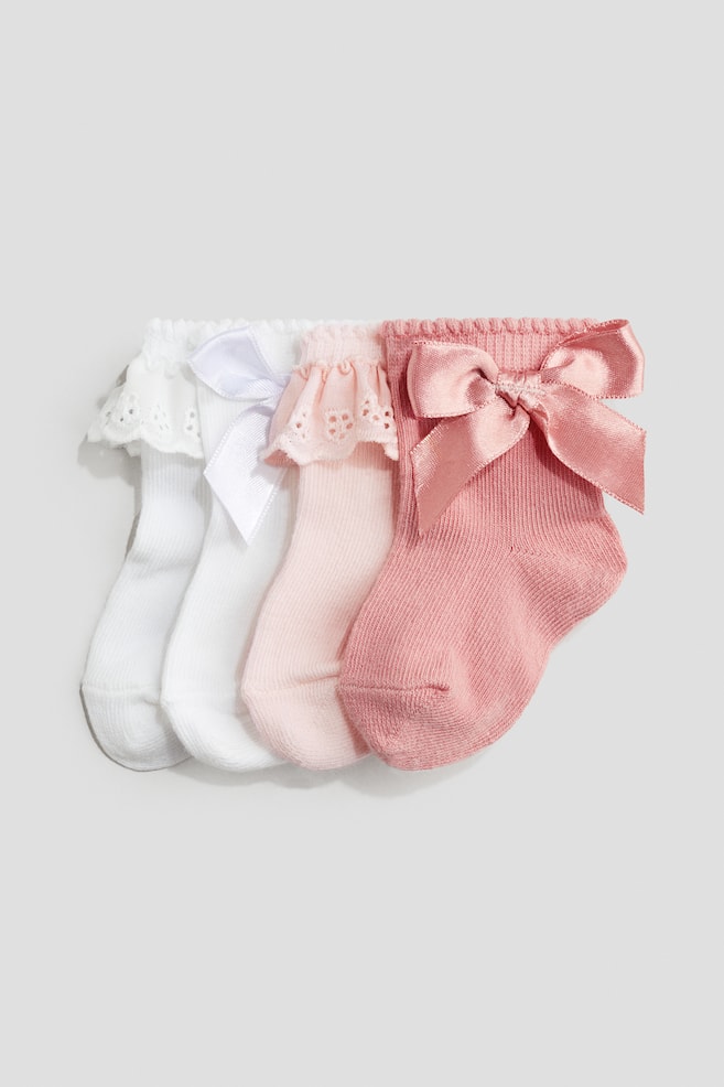 4-pack socks - Light pink/White/Beige/Light pink/Pink/Light purple/Pink/Silver-coloured/Cream/Beige/Beige/White/Light purple/Pink/Pink/Floral/Beige/Light blue - 1