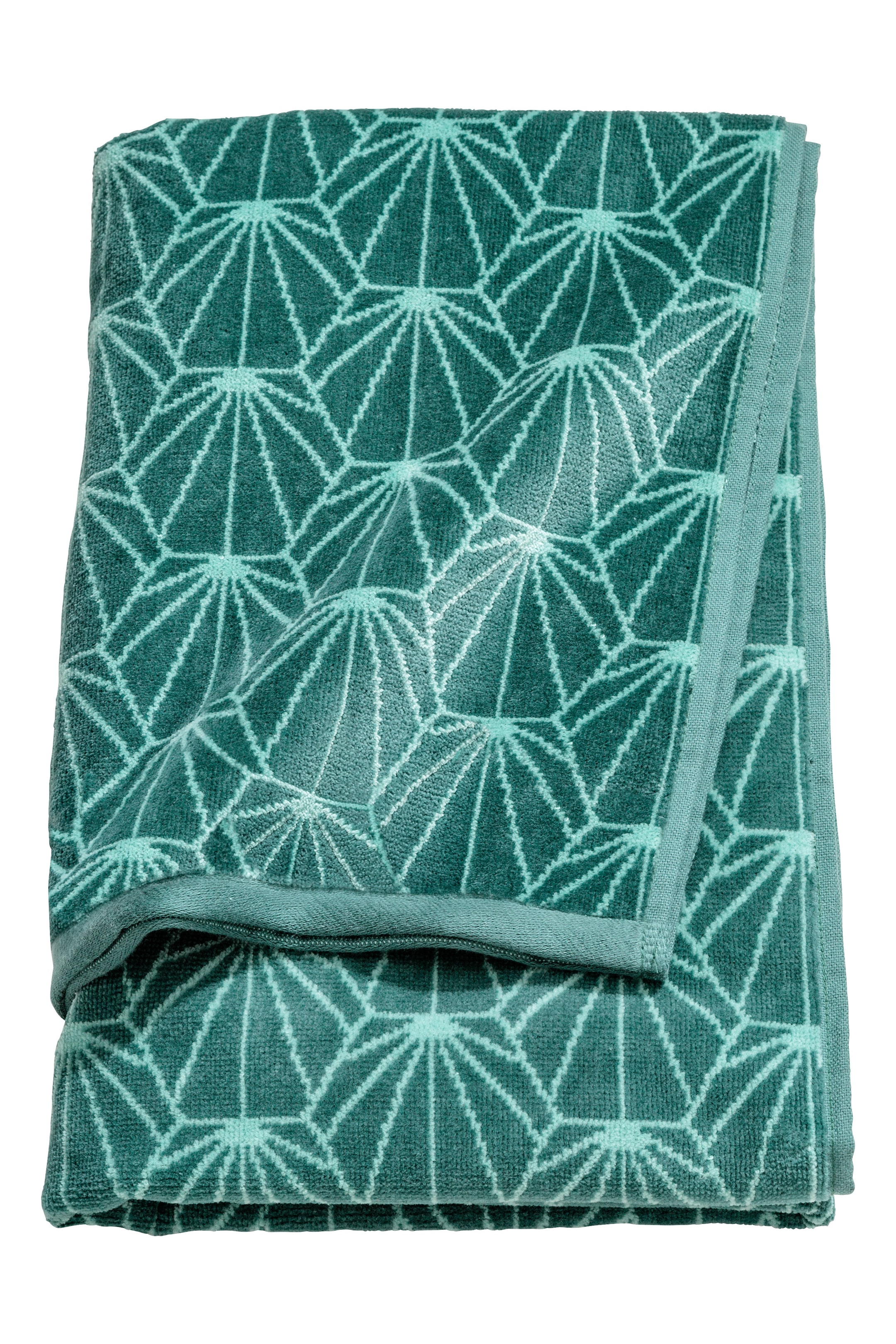 View larger image: Jacquard-patterned bath towel - Petrol green - Home All | H&M GB 1