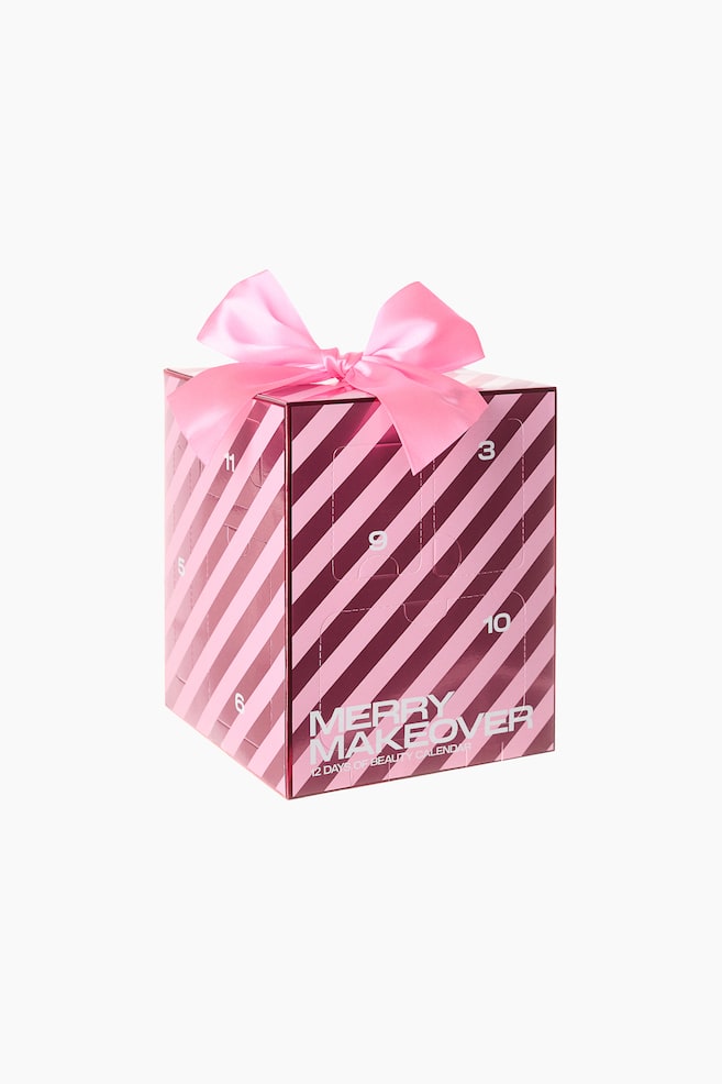 Adventskalender med smink 12 dagar - Rosa/Randig - 1