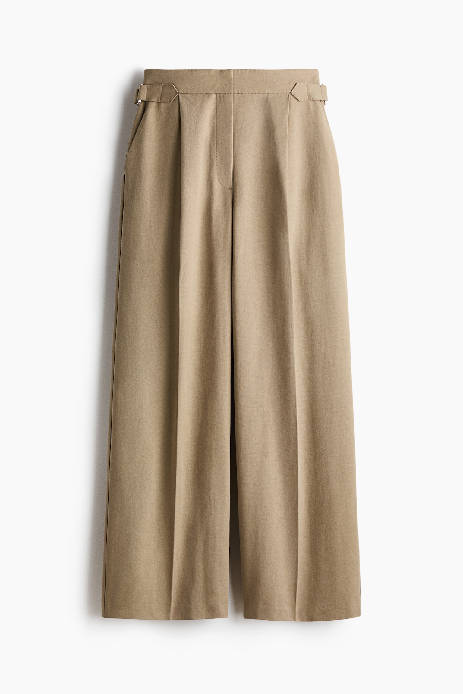 Wide tailored trousers - Light khaki green/Dark brown