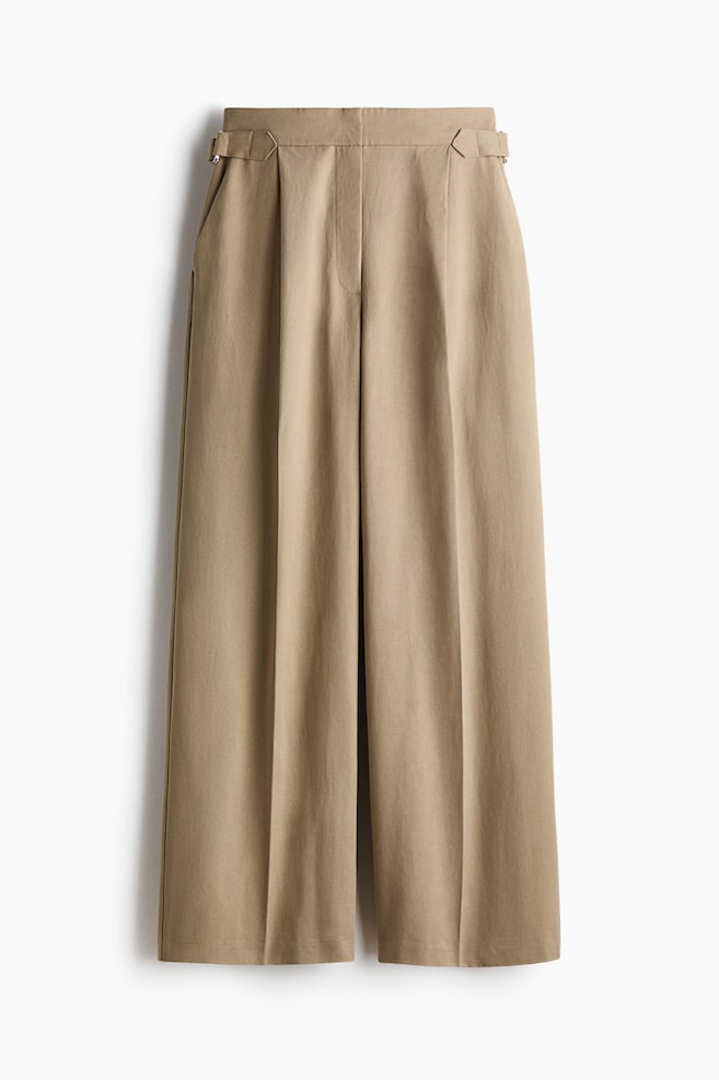 Elegante Hose mit weitem Bein - Helles Khakigrün/Dunkelbraun - 1