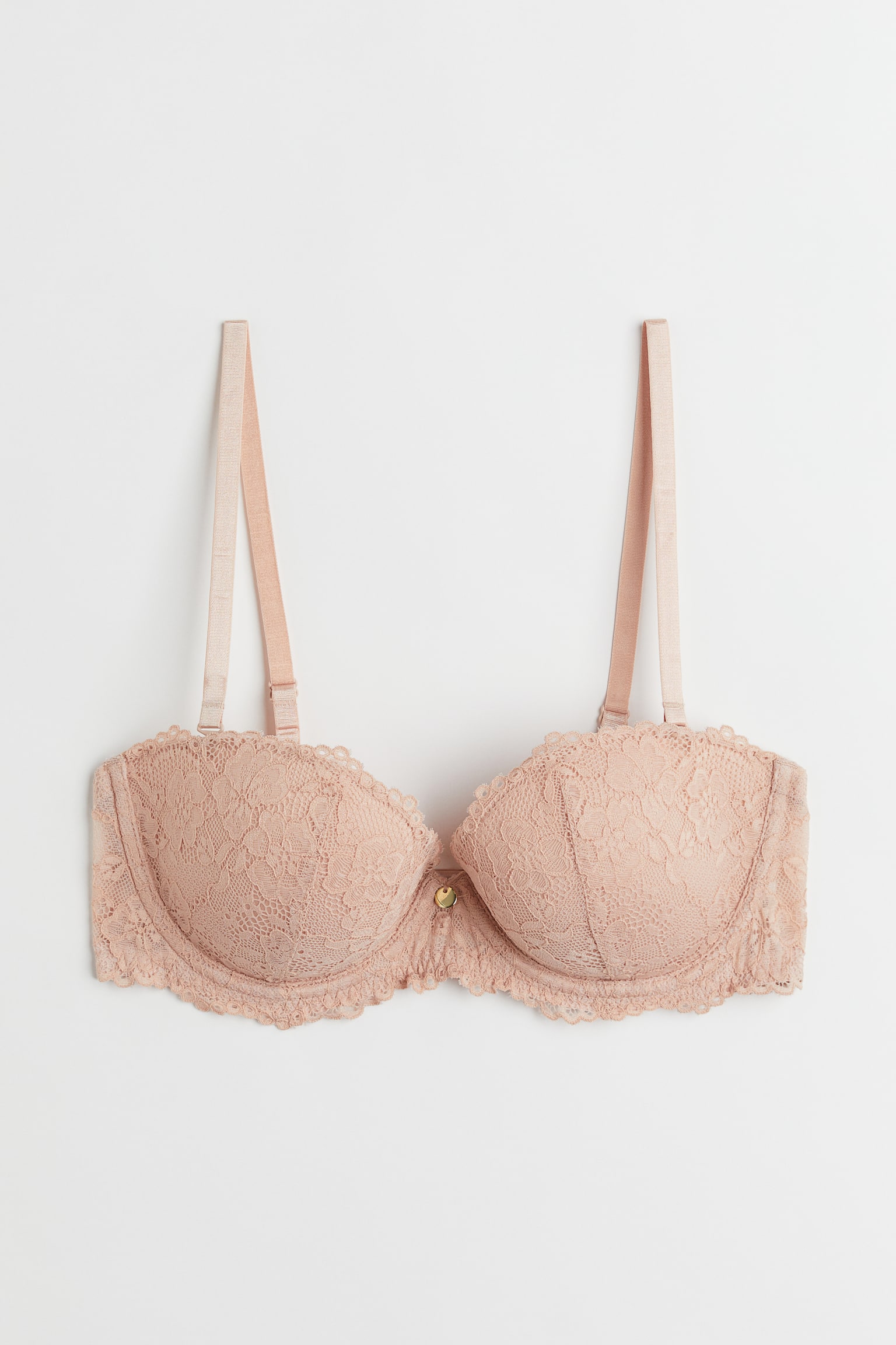 Padded Lace Balconette Bra - Powder pink/White/Black - 1