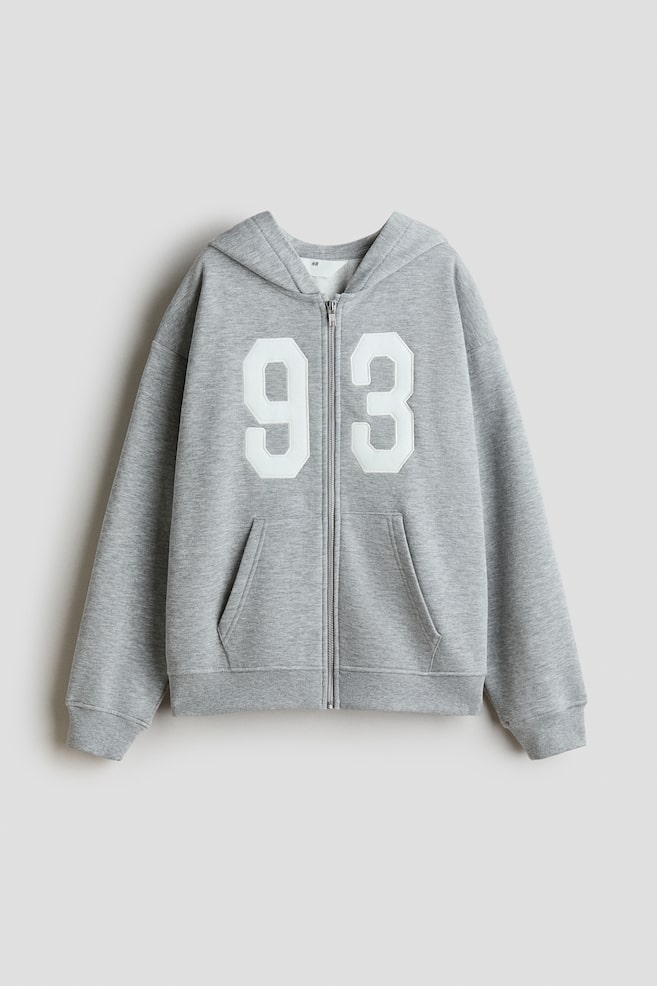 Hooded Jacket with Embroidered Motif - Gray melange/93/Cream/teddy bear - 1