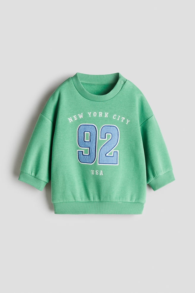 Motif-Detail Brushed-Inside Sweatshirt - Bright green/New York City/White/triceratops - 1
