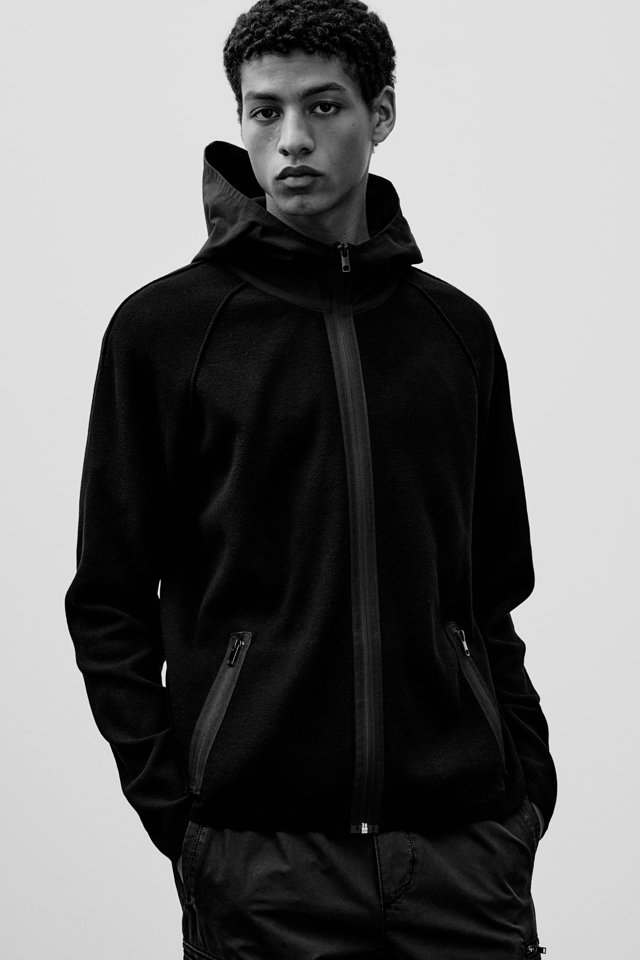 Regular-Fit Jersey Hooded Jacket