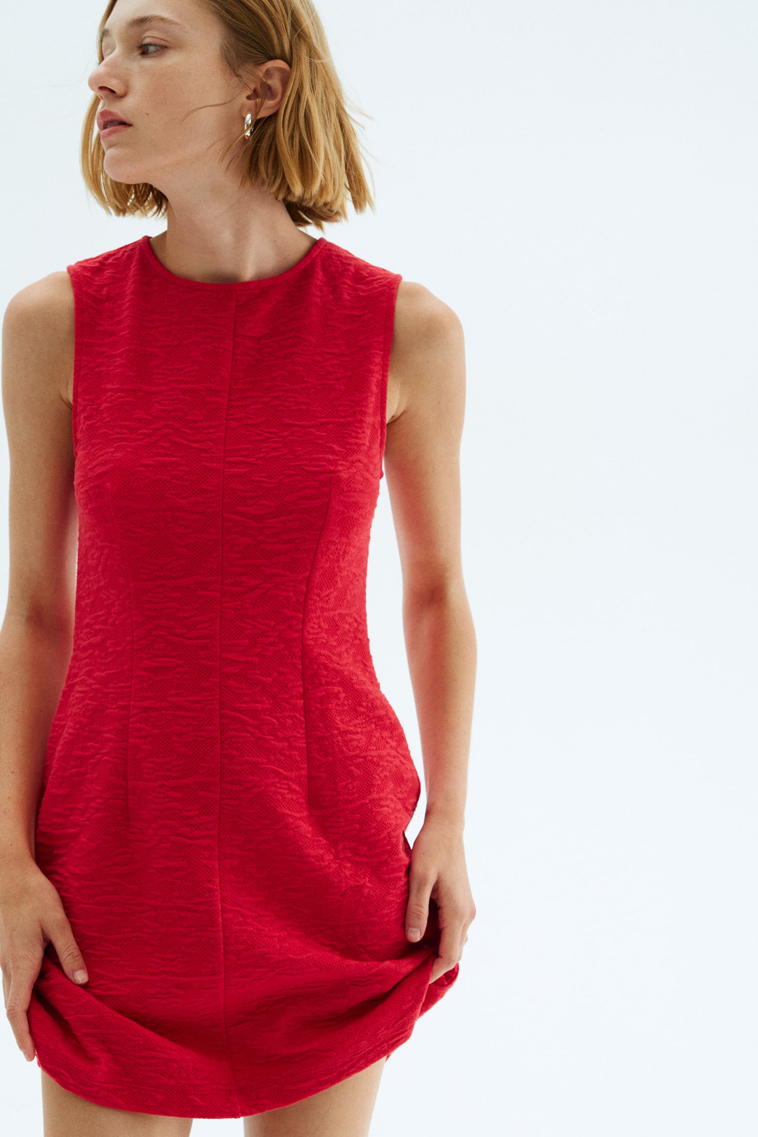 Kolsuz Elbise - Parlak kırmızı/Koyu kahverengi/Siyah - 3