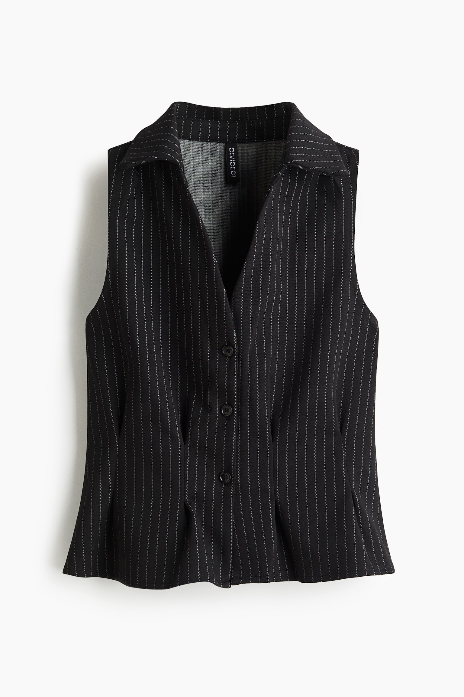 Collared waistcoat - Black/pinstriped
