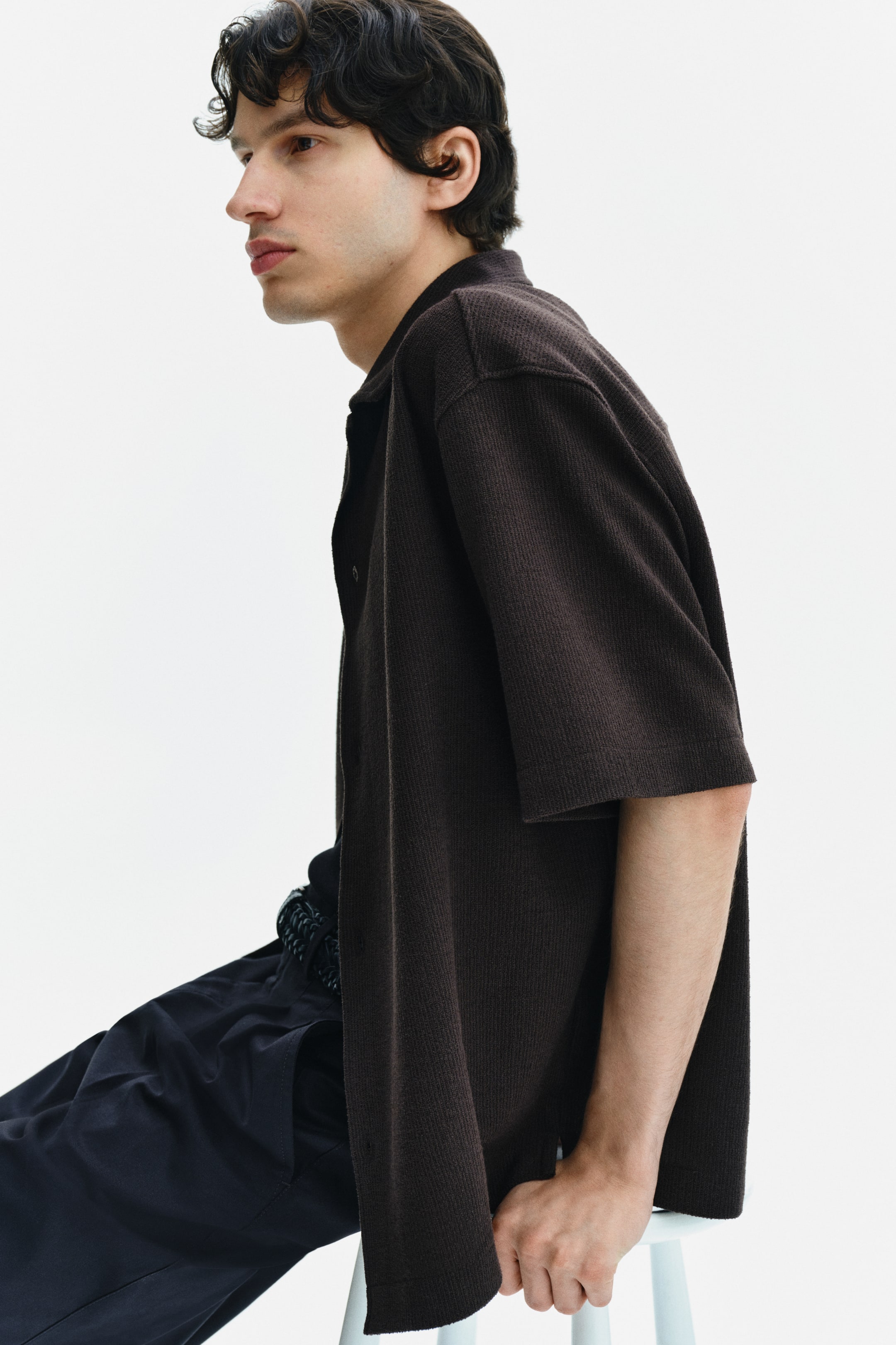 Chemise décontractée à col cubain