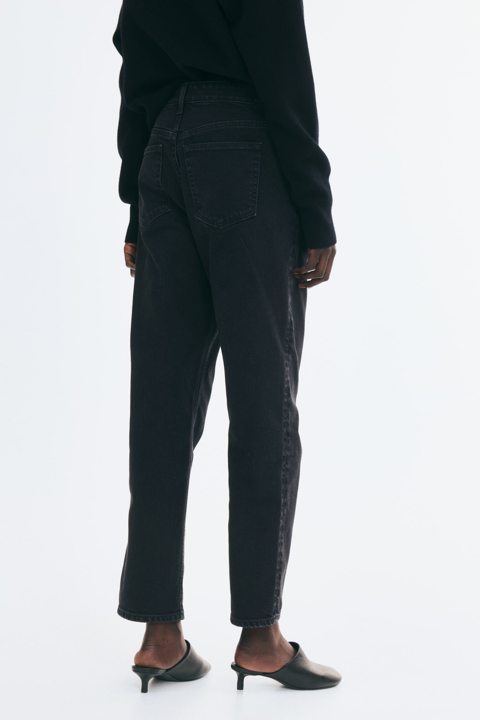 Женские джинсы H&M Mom Slim-Fit High-Waist Ankle, цвет: Чёрный — фото 6