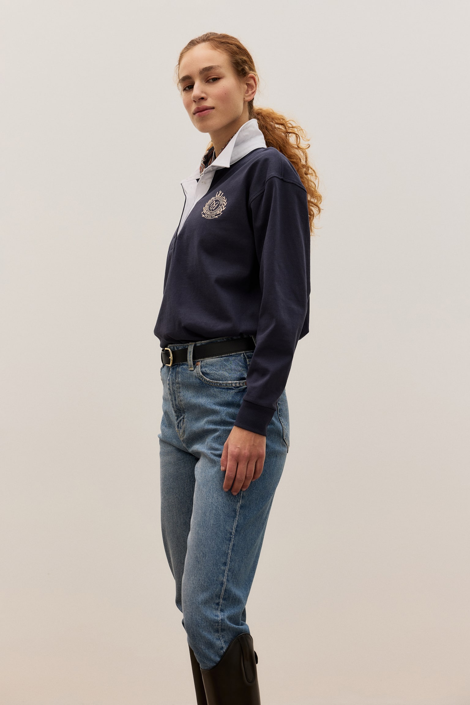 Regular Fit Cotton rugby shirt - Dark blue/All In Equestrian - 3
