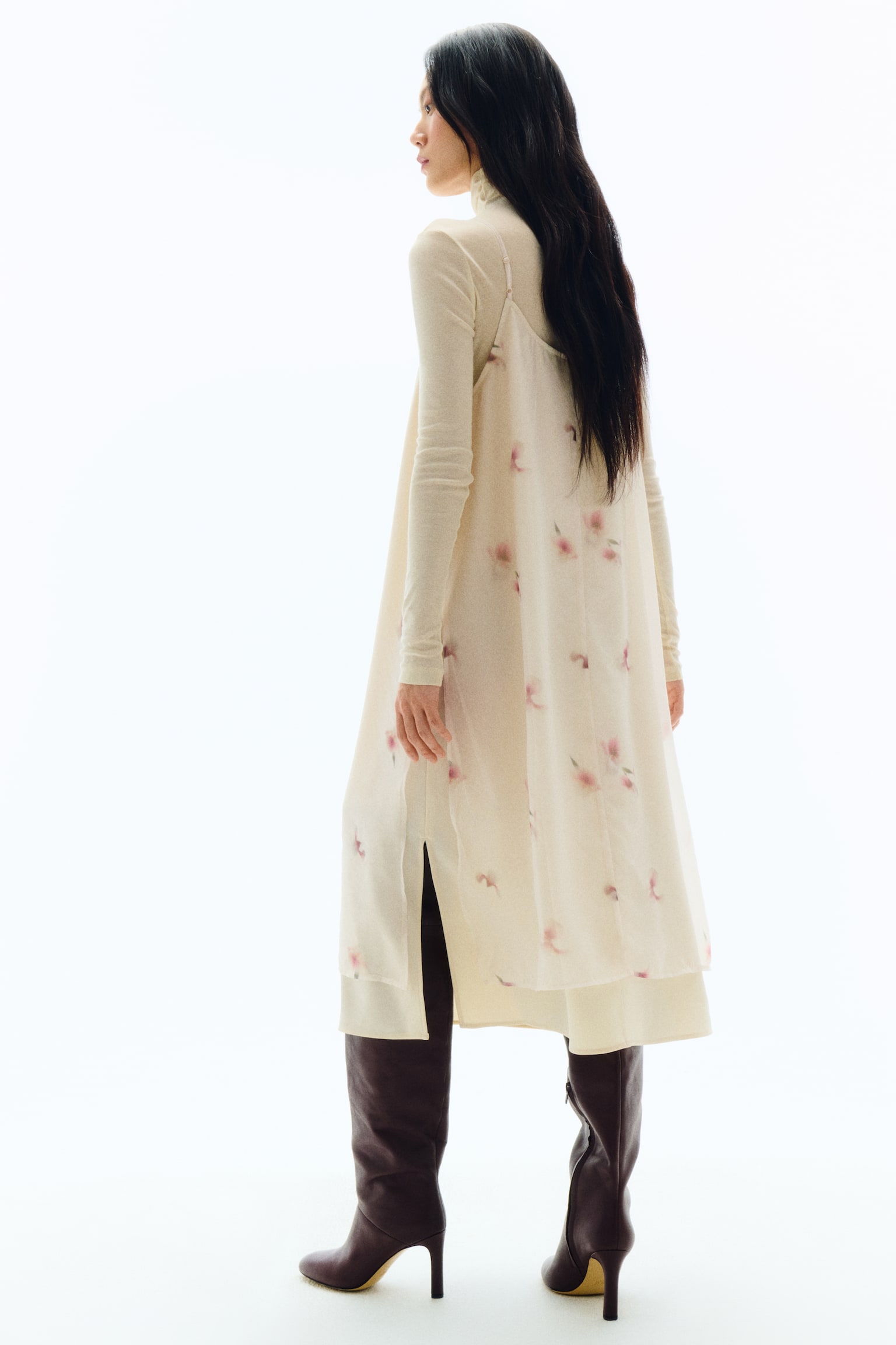 Layered strappy dress - Cream/Floral - 3