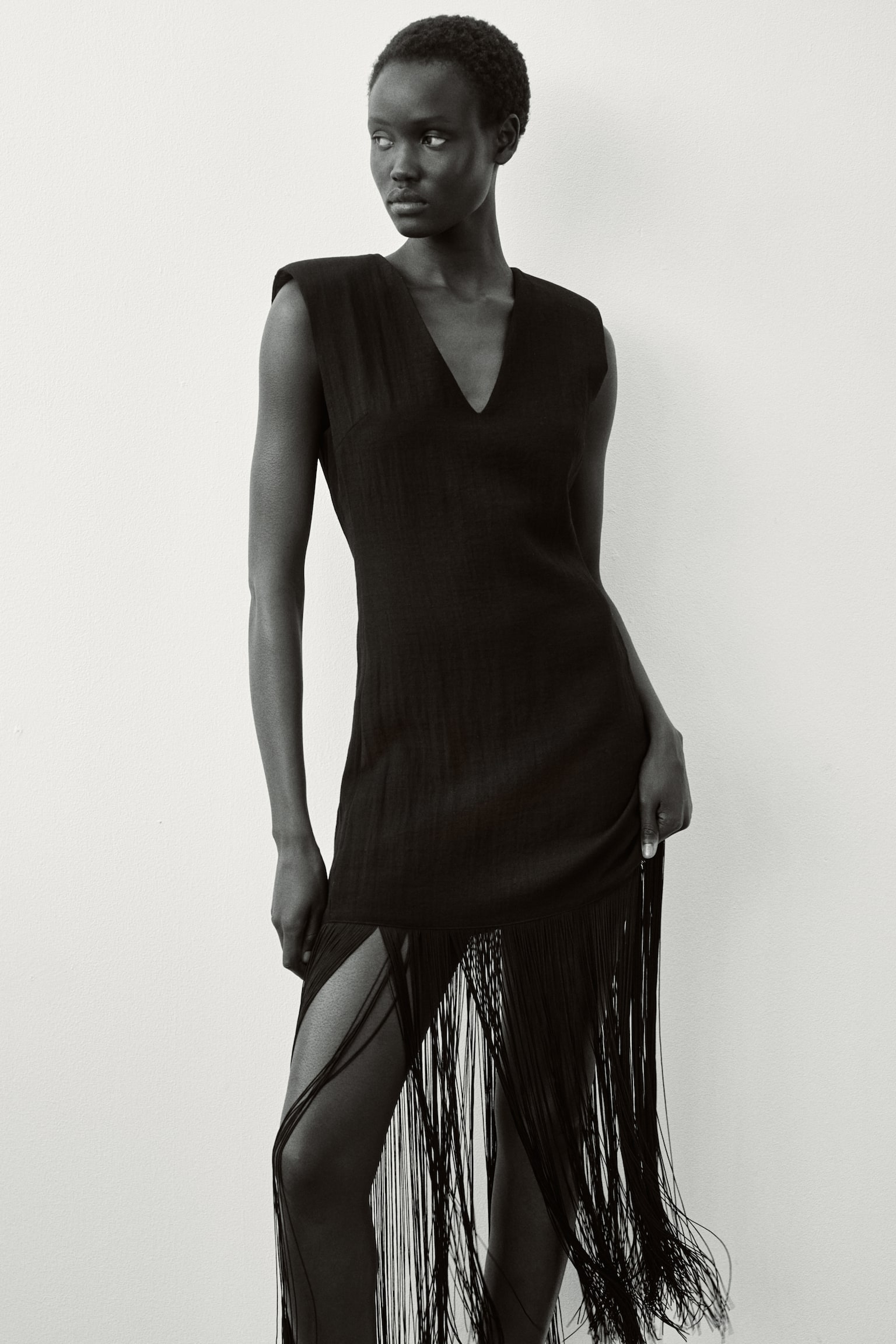 Fringed shoulder-pad dress - 6
