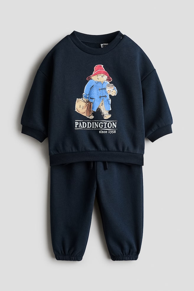 2-Piece Printed Sweatsuit - Navy blue/Paddington Bear/Dark gray/The Lion King/Light beige/Mickey Mouse - 1