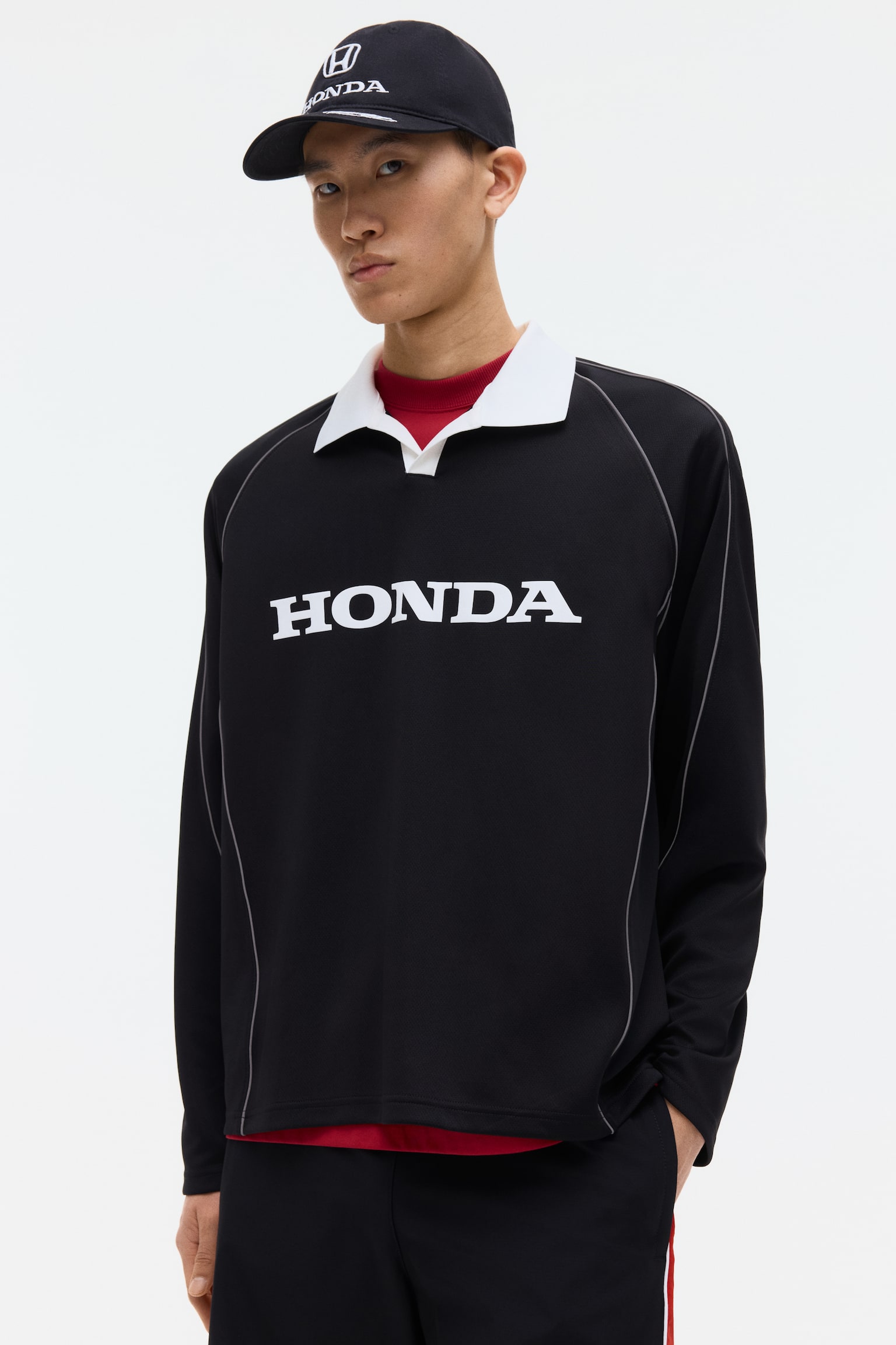Loose Fit Printed polo shirt - Black/Honda - 1