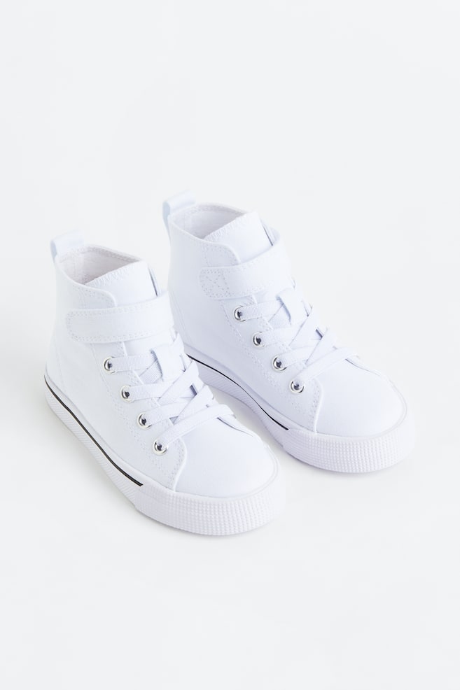 Sneakers alte in tela - Bianco/Blu navy - 1