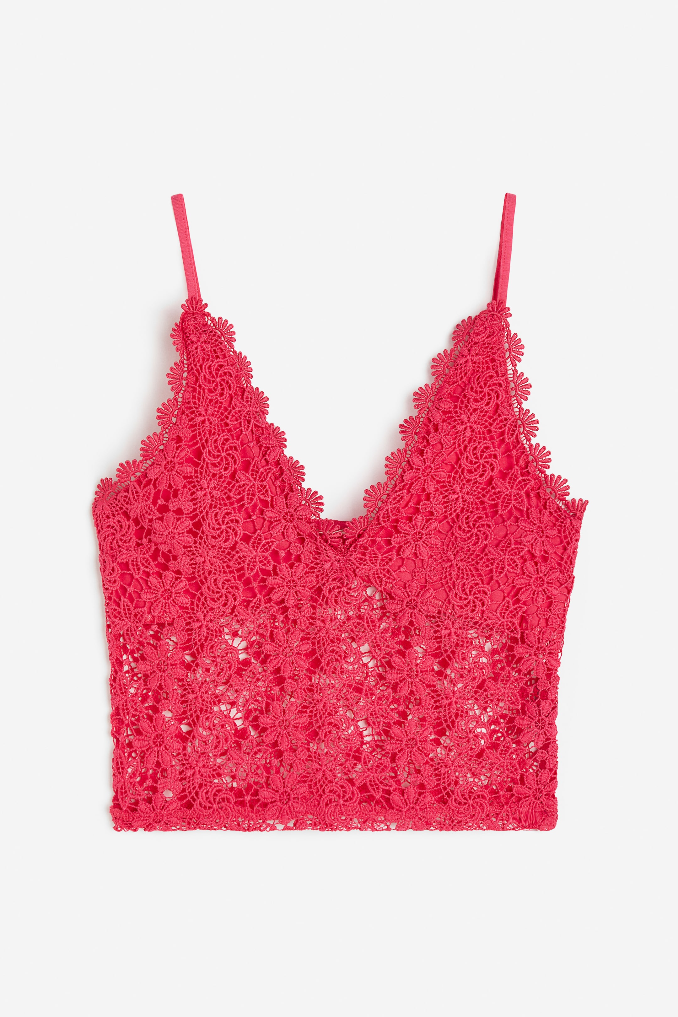 View larger image: Lace strappy top - Cerise - Ladies | H&M IN 1
