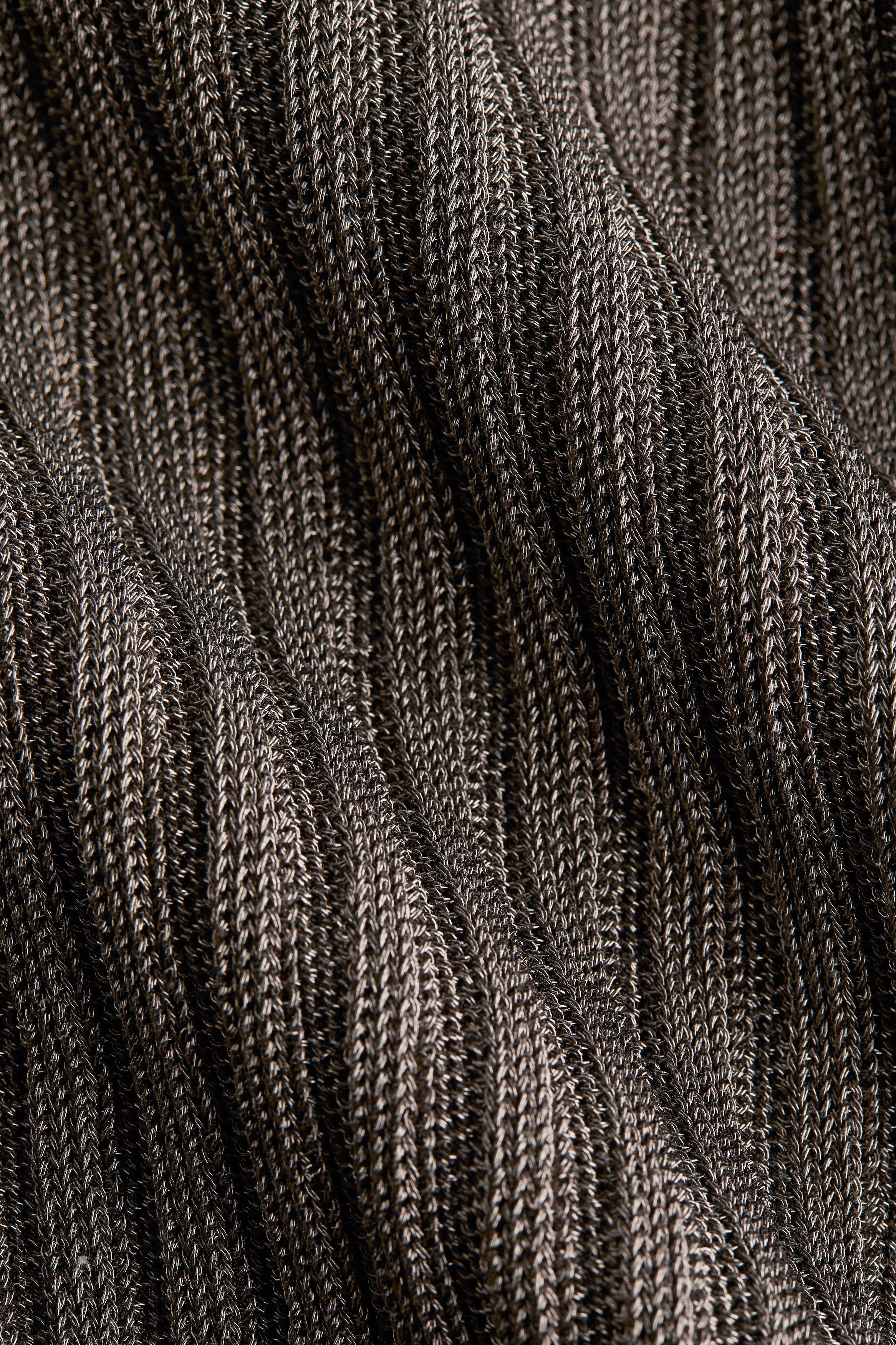 Metallic rib-knit hoodie