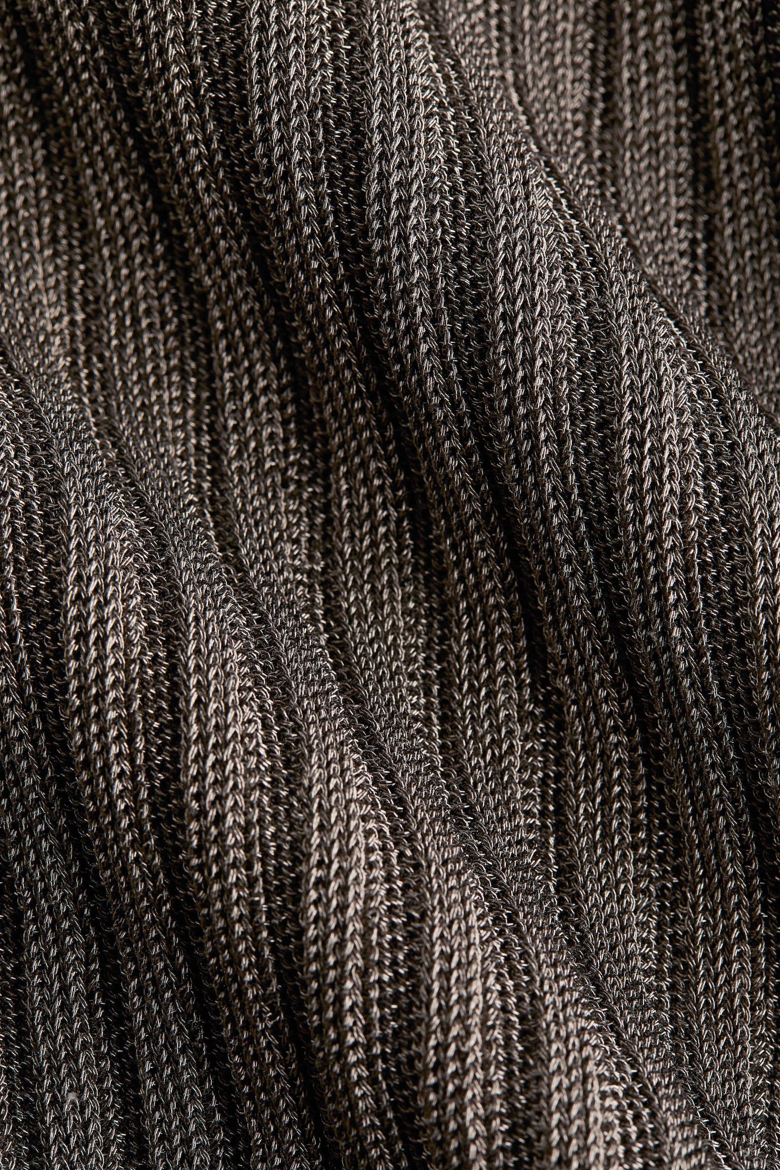 メタリックリブニット フーデッドトップス - ダークグレー - 7