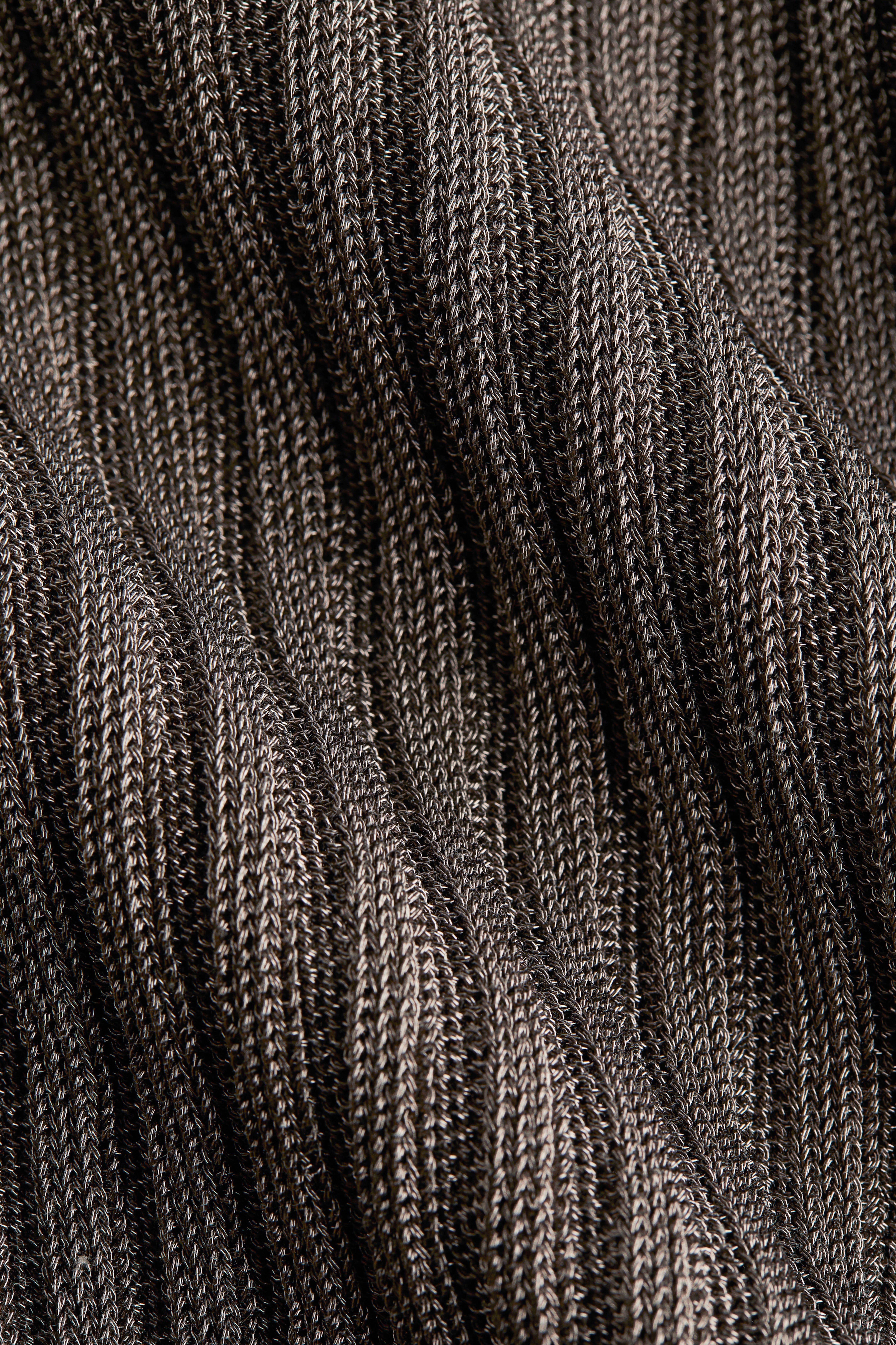 Metallic Rib-Knit Hoodie