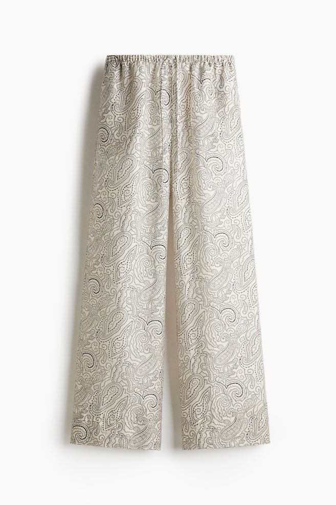Pantalon large avec cordon de serrage - Beige clair/motif cachemire - 1
