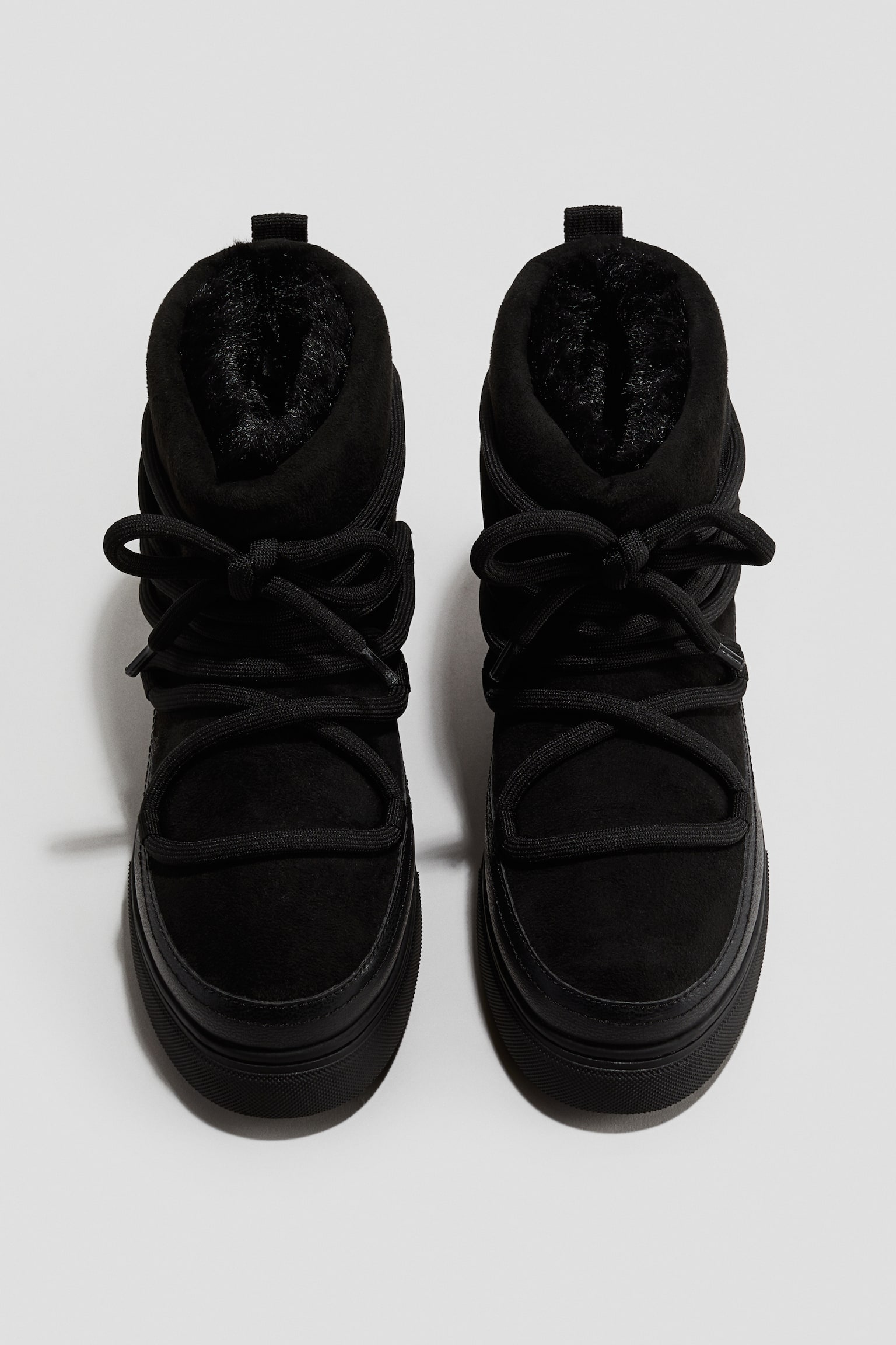 Warm-lined fluffy snow boots - Black/Black/Dark beige - 3