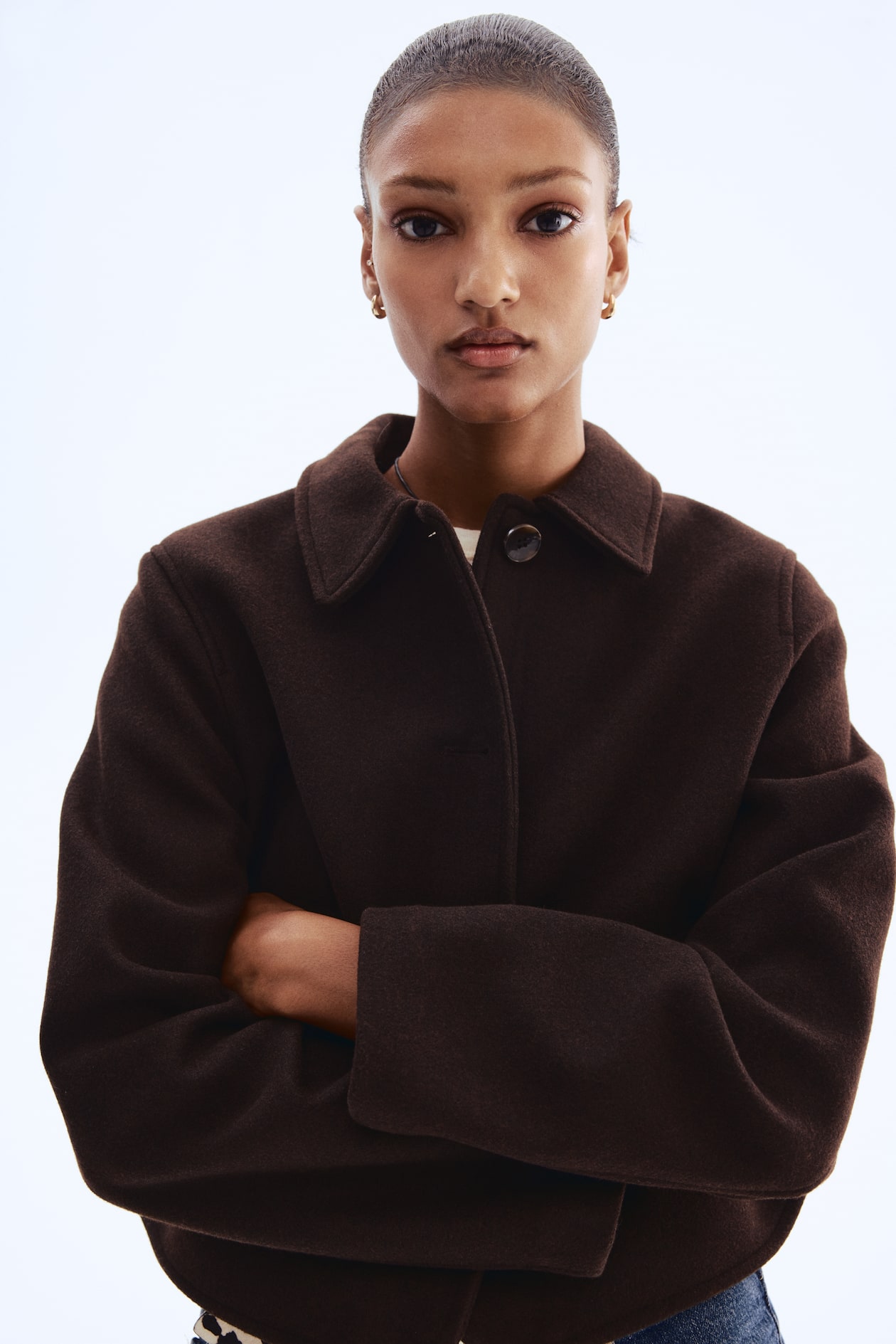 Collared jacket Dark brown Ladies H&M IN - Main Image