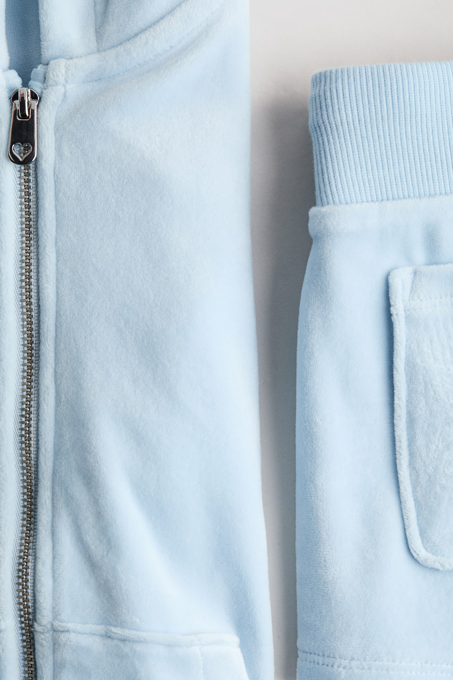 2-piece velour set - Light blue/Cream - 2