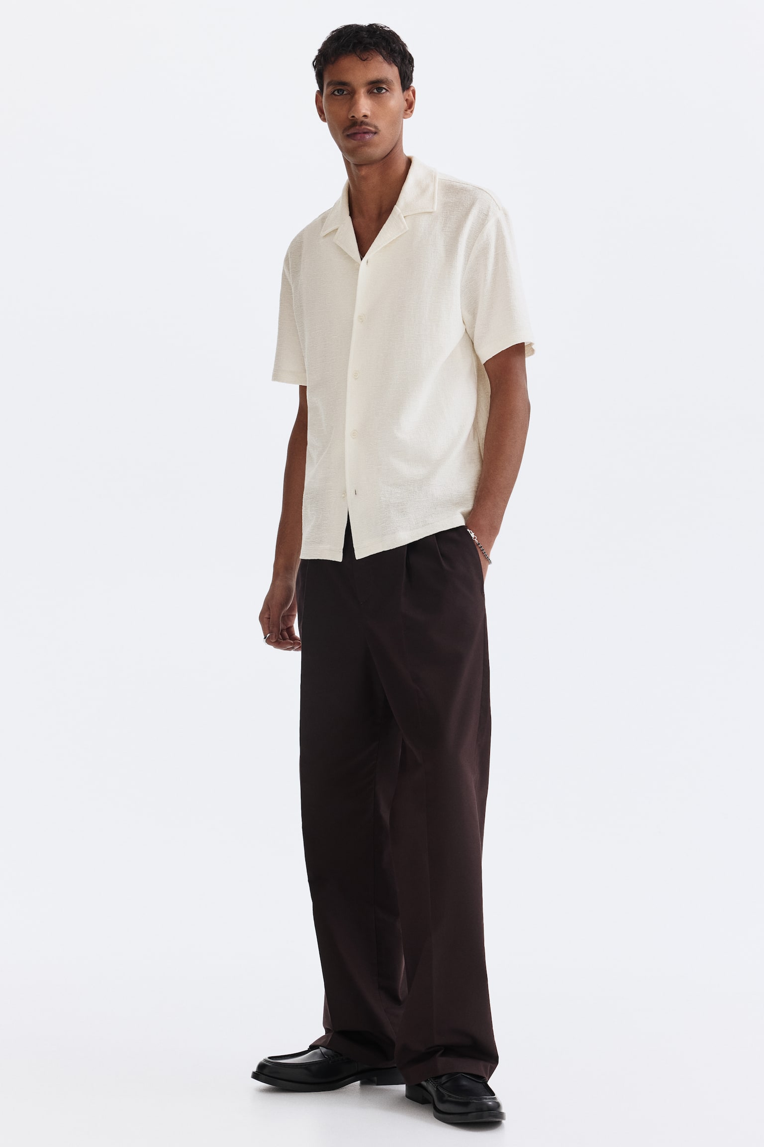 Regular Fit Resort shirt - Cream/Dark brown/Dark purple/Black - 3