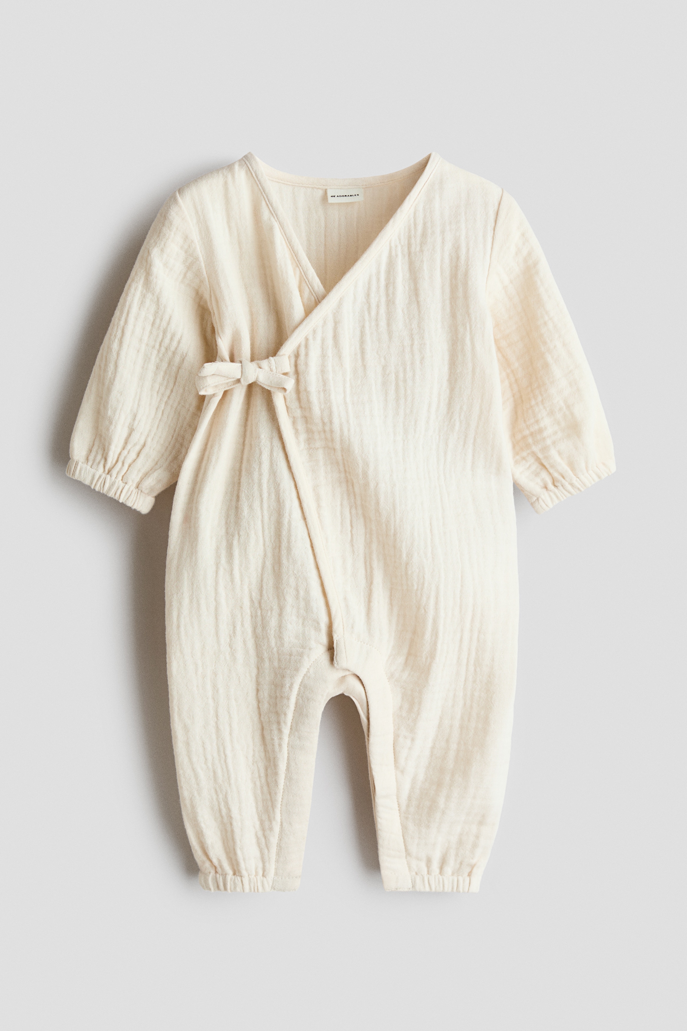 H & M - Cotton muslin romper suit - Beige - Kinder