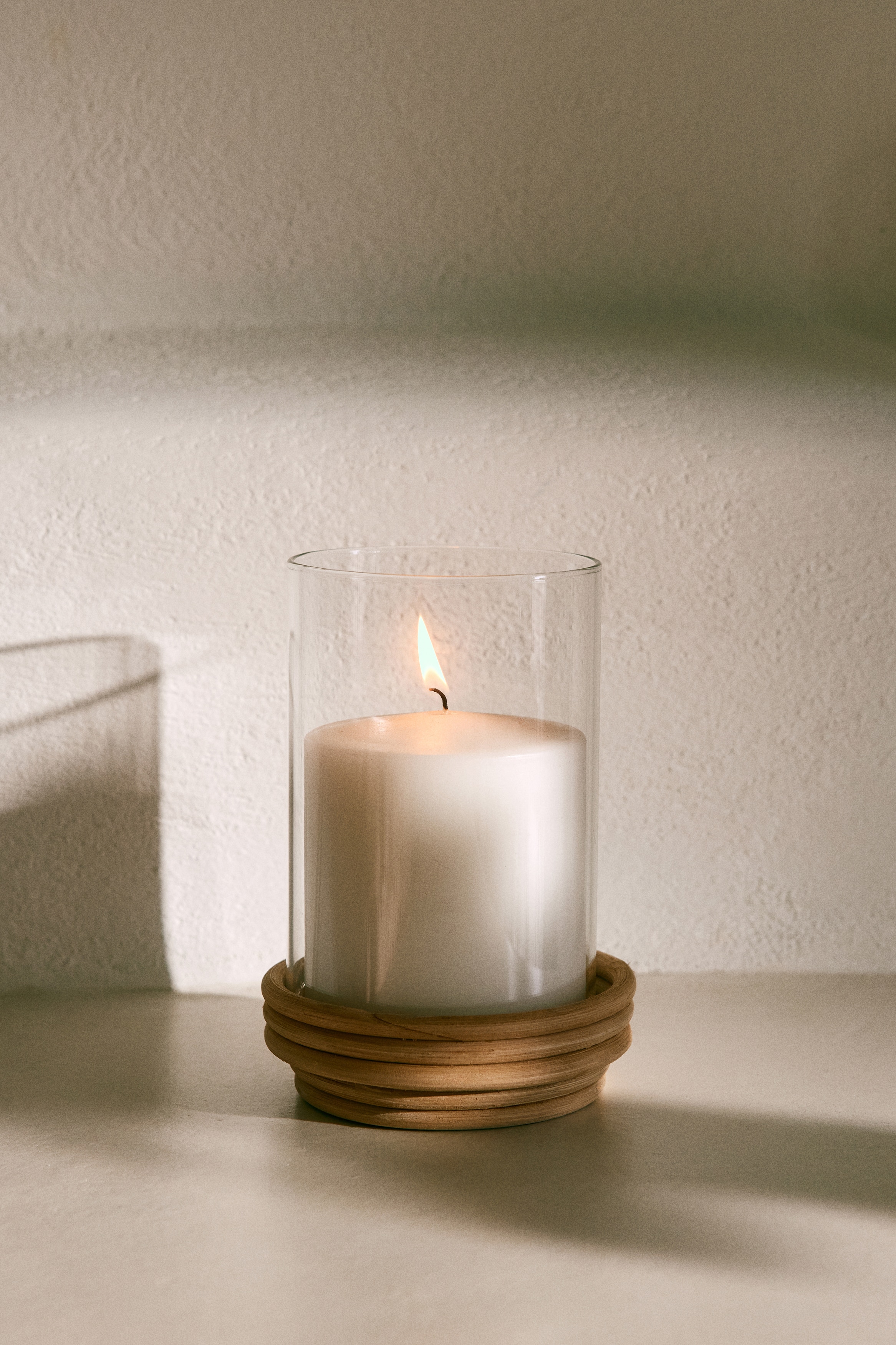 Small glass lantern-Beige