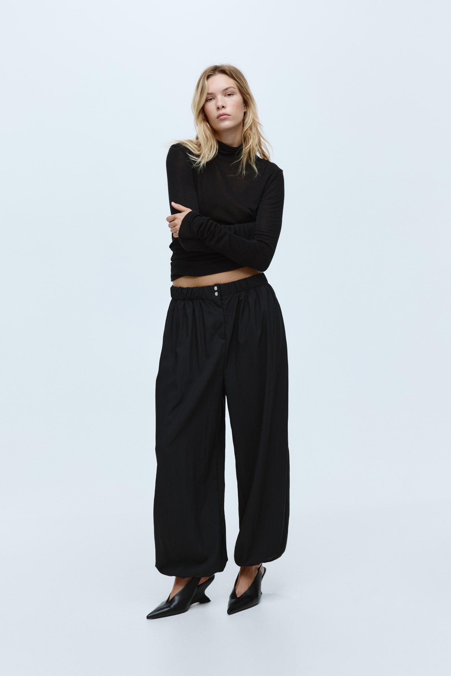 Balloon-leg trousers - Fekete - 3