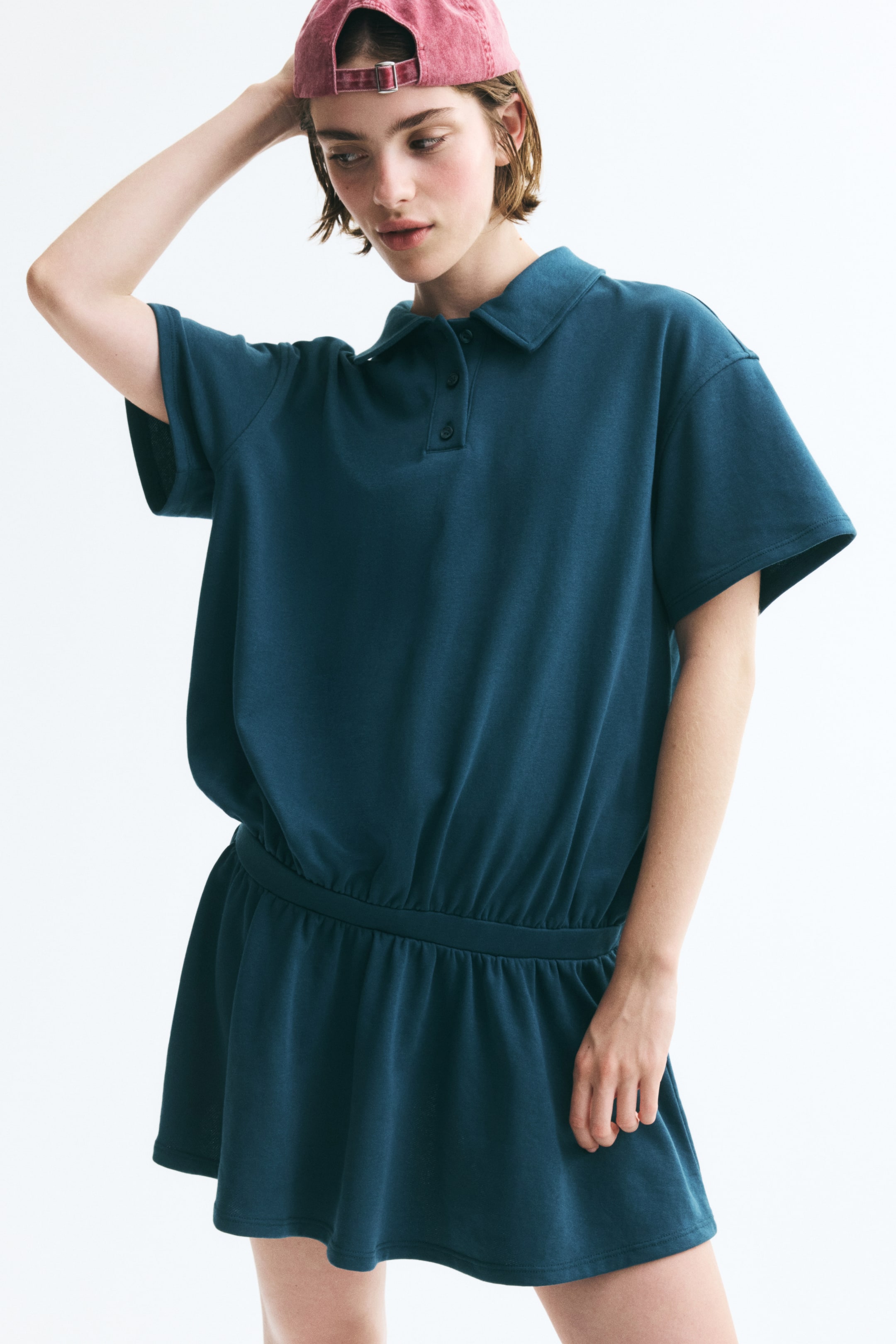 View larger image: Sweatshirt Polo Dress - Dark turquoise - Ladies | H&M US 1