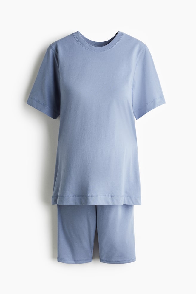 MAMA Ensemble 2 pièces en coton - Bleu ancien/Grège - 1