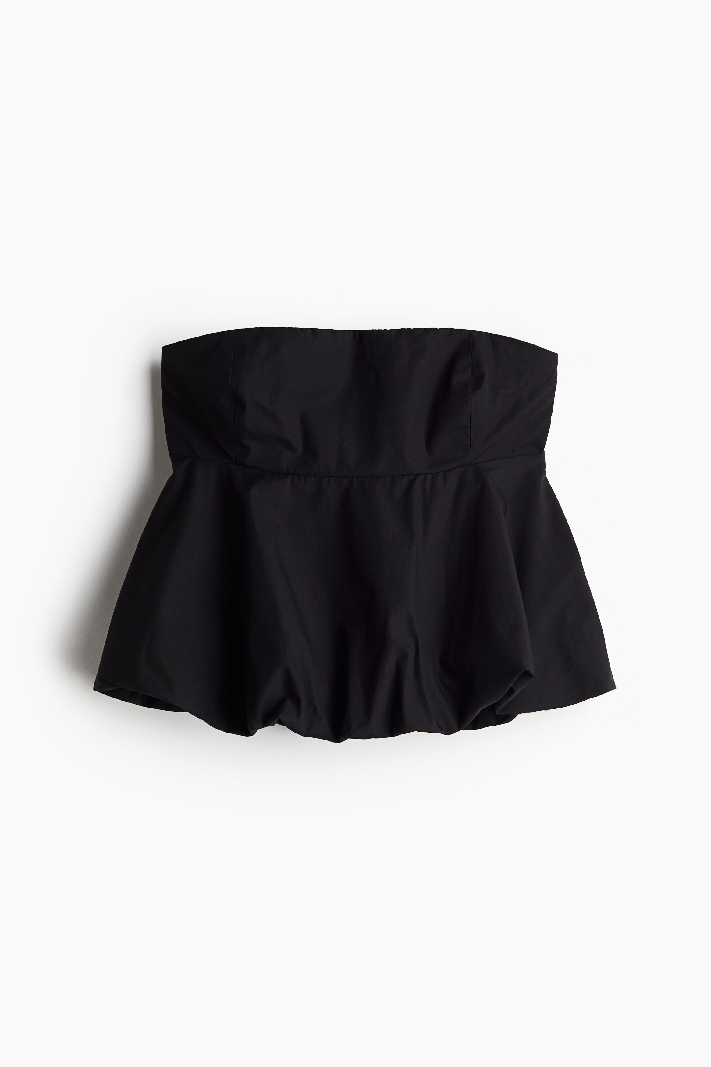 Ladies - Black Bubble-hem bandeau top - Size: L  - H&M