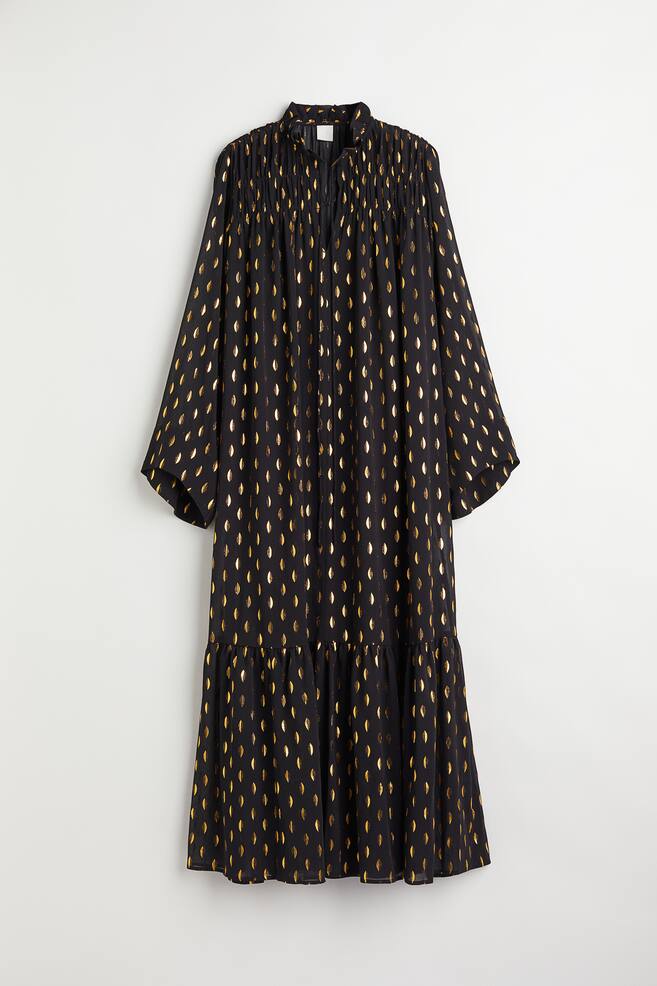 Long chiffon dress - Black/Patterned