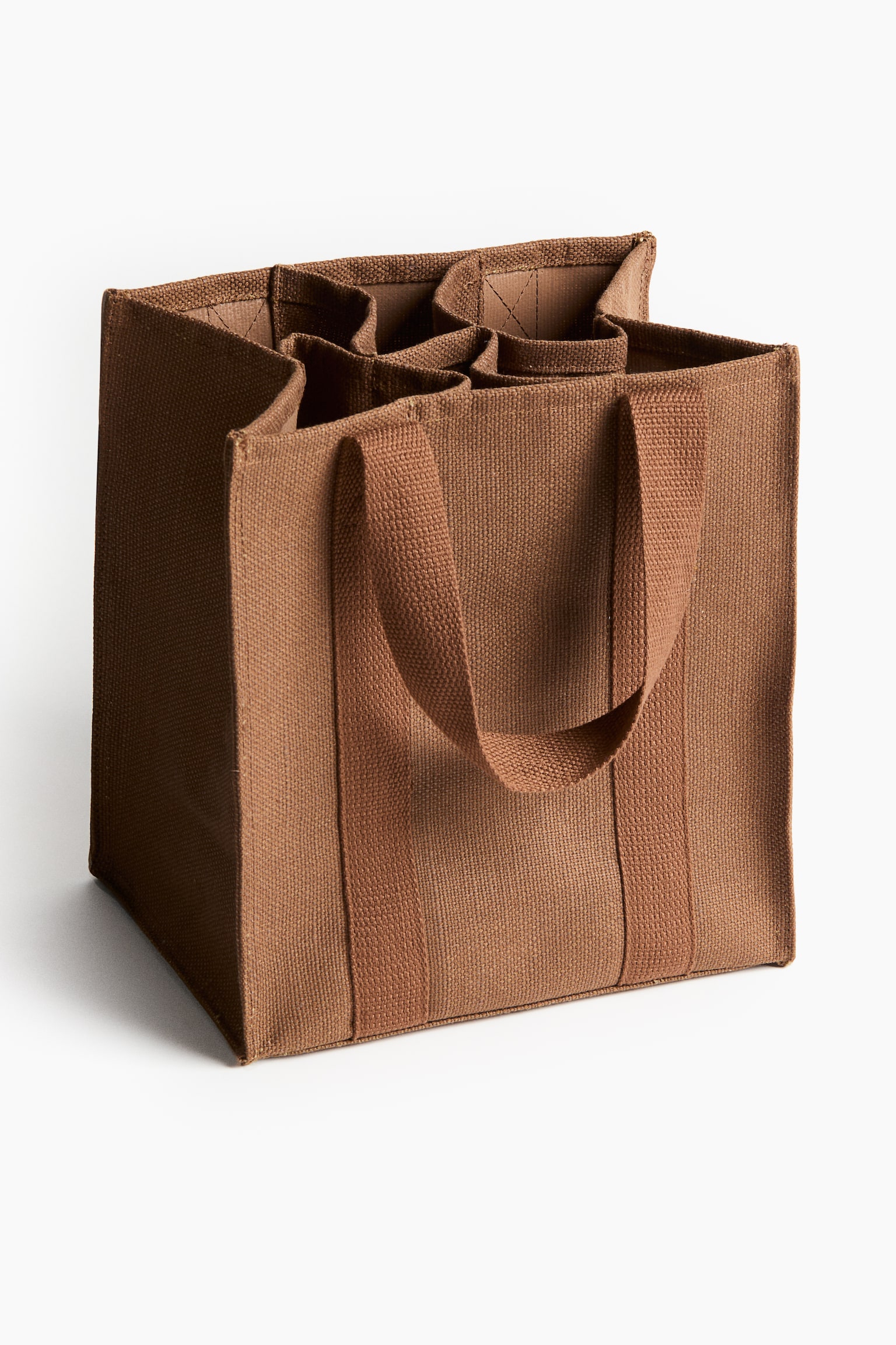 Jute-blend bottle bag - Brown/Light beige - 2